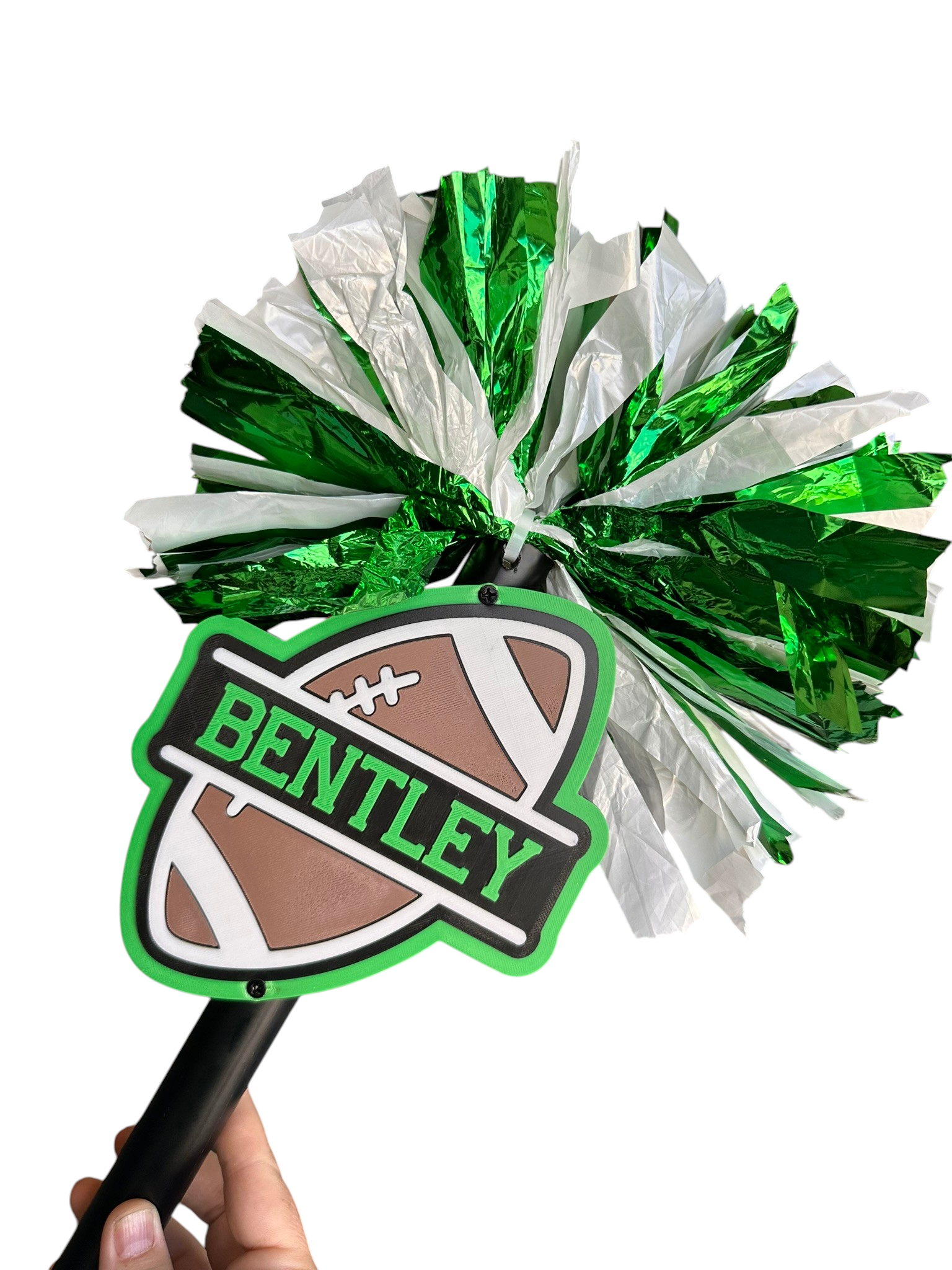 Personalized Football Pompom Stick | Custom Team Spirit Stick | Football Cheer Accessory