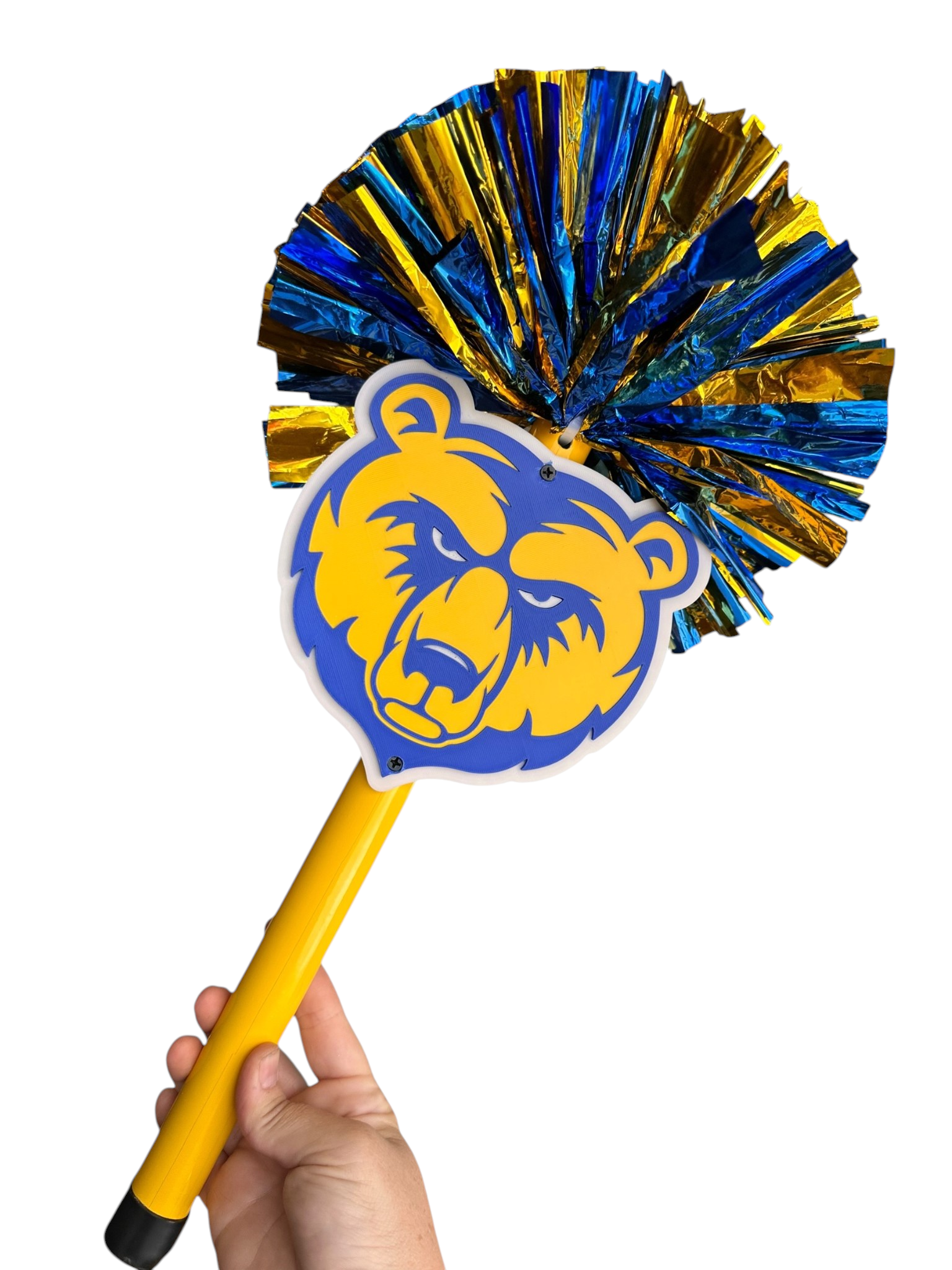 Custom Logo Pompom Stick | Personalized 3D Printed Team Spirit Stick | School Mascot, Team Logo & Business Logo Cheer Stick