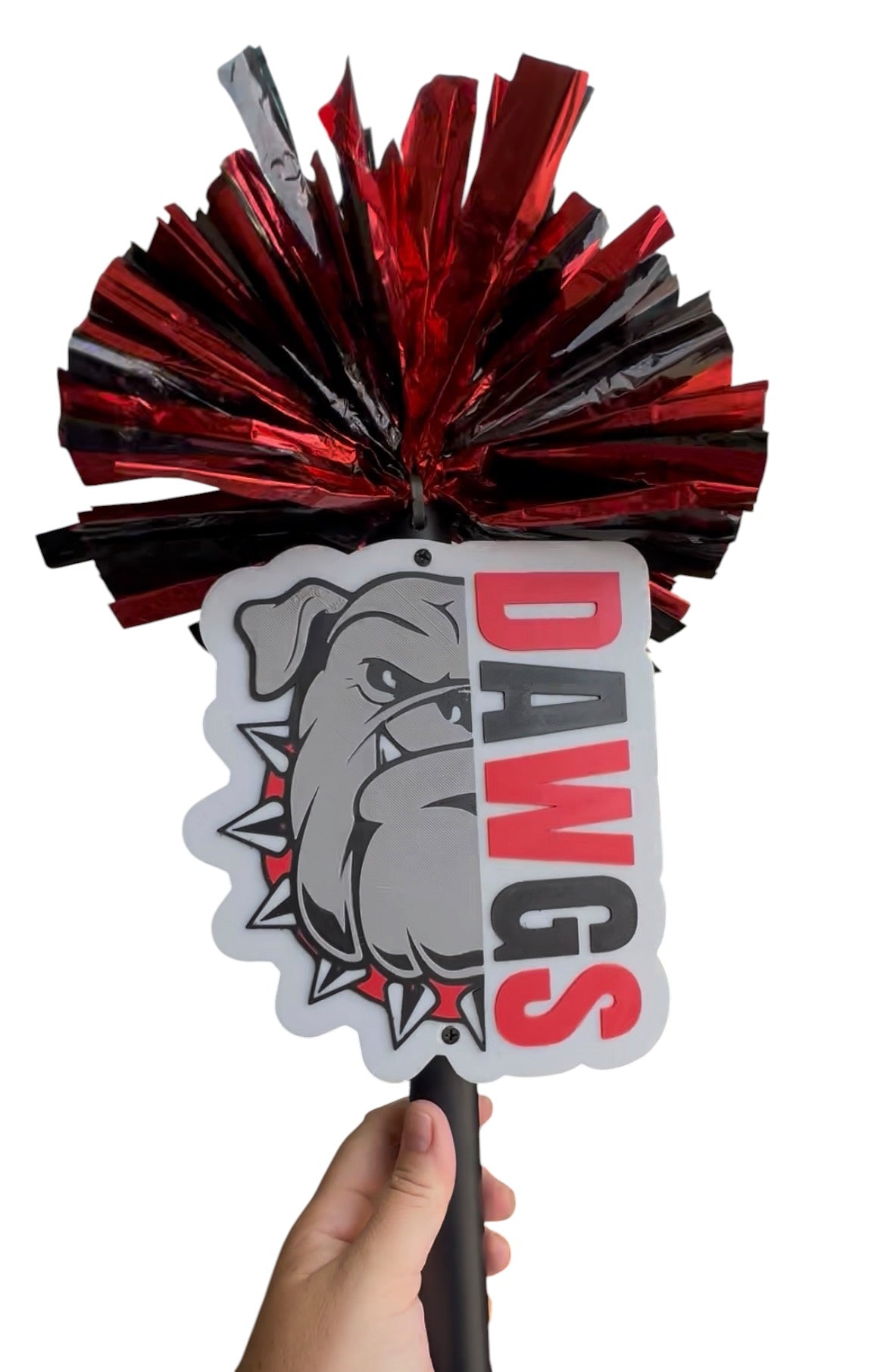 DAWGS Pompom Stick | Personalized Spirit Stick with School Colors