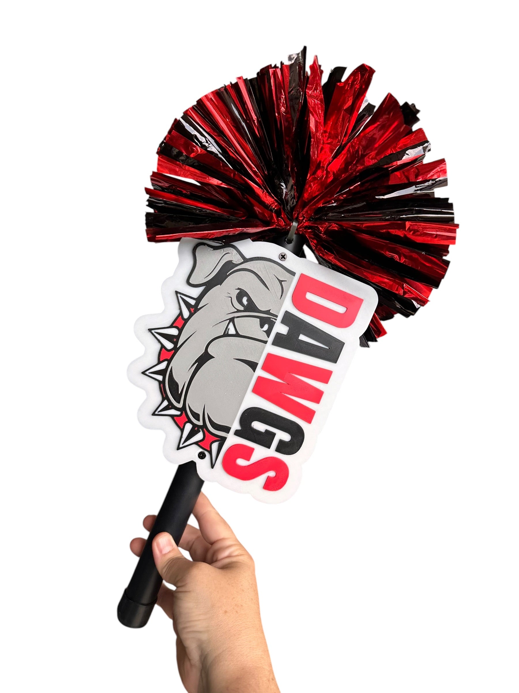 DAWGS Pompom Stick | Personalized Spirit Stick with School Colors
