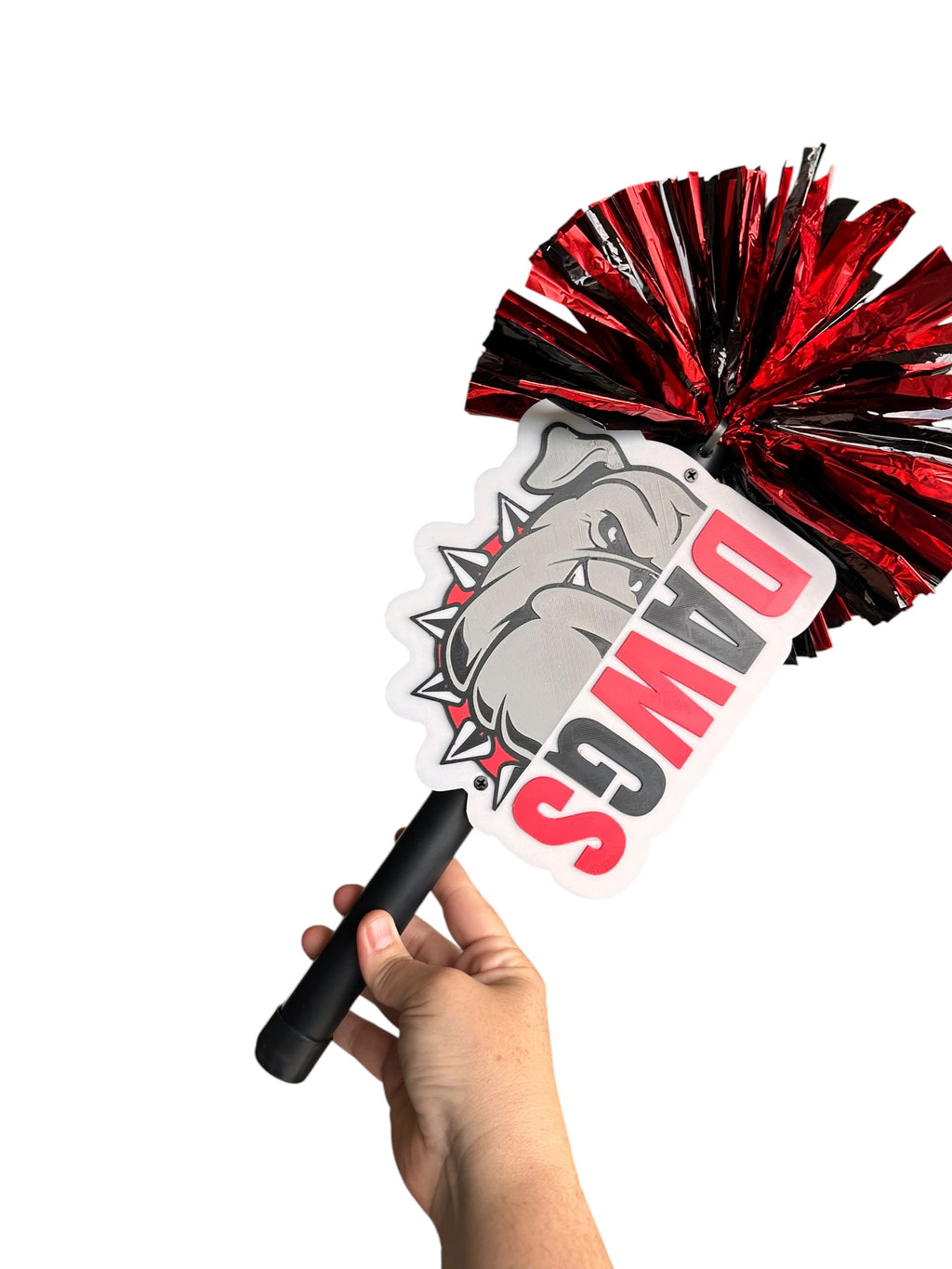 DAWGS Pompom Stick | Personalized Spirit Stick with School Colors