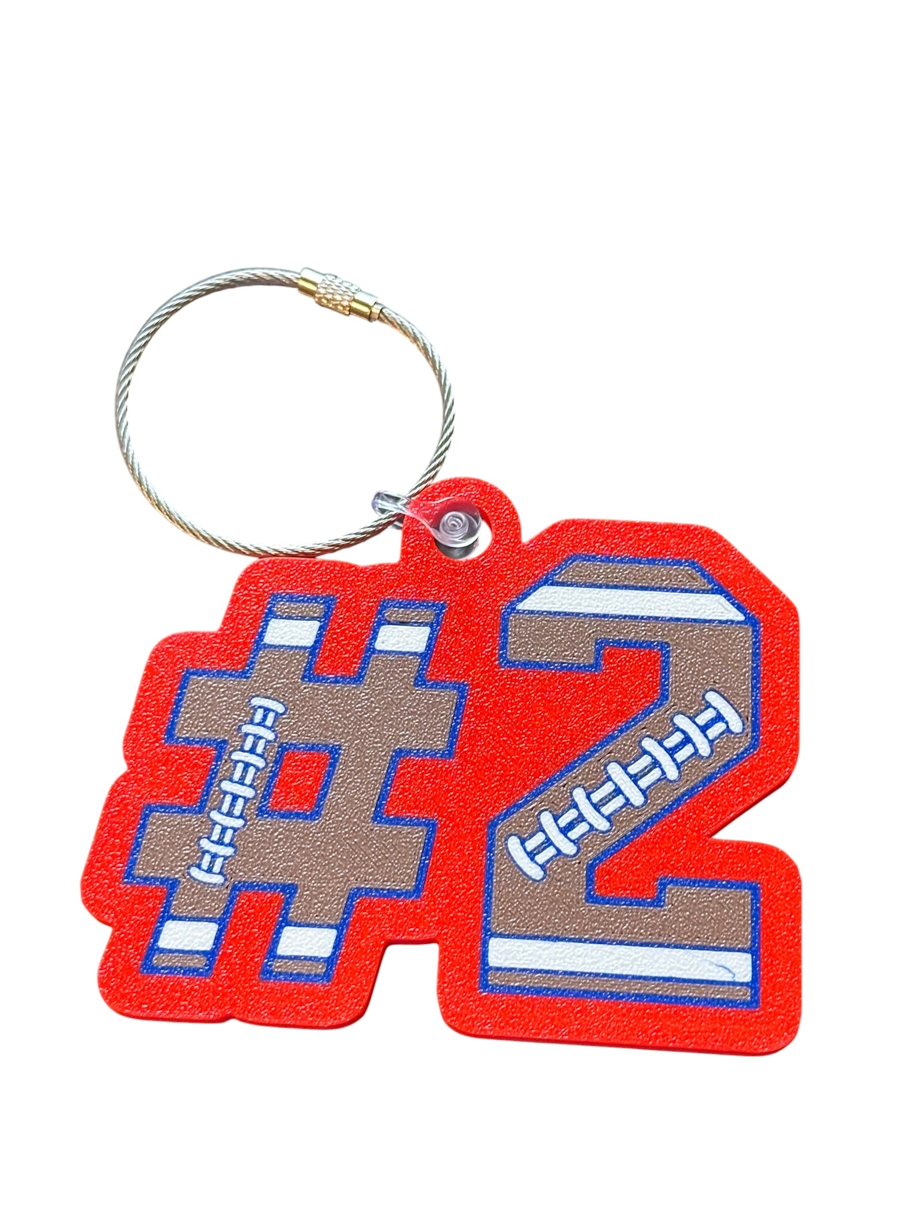 Personalized Football Letter & Number Keychain / Bag Tag | Custom 3D Printed Sports Keychain