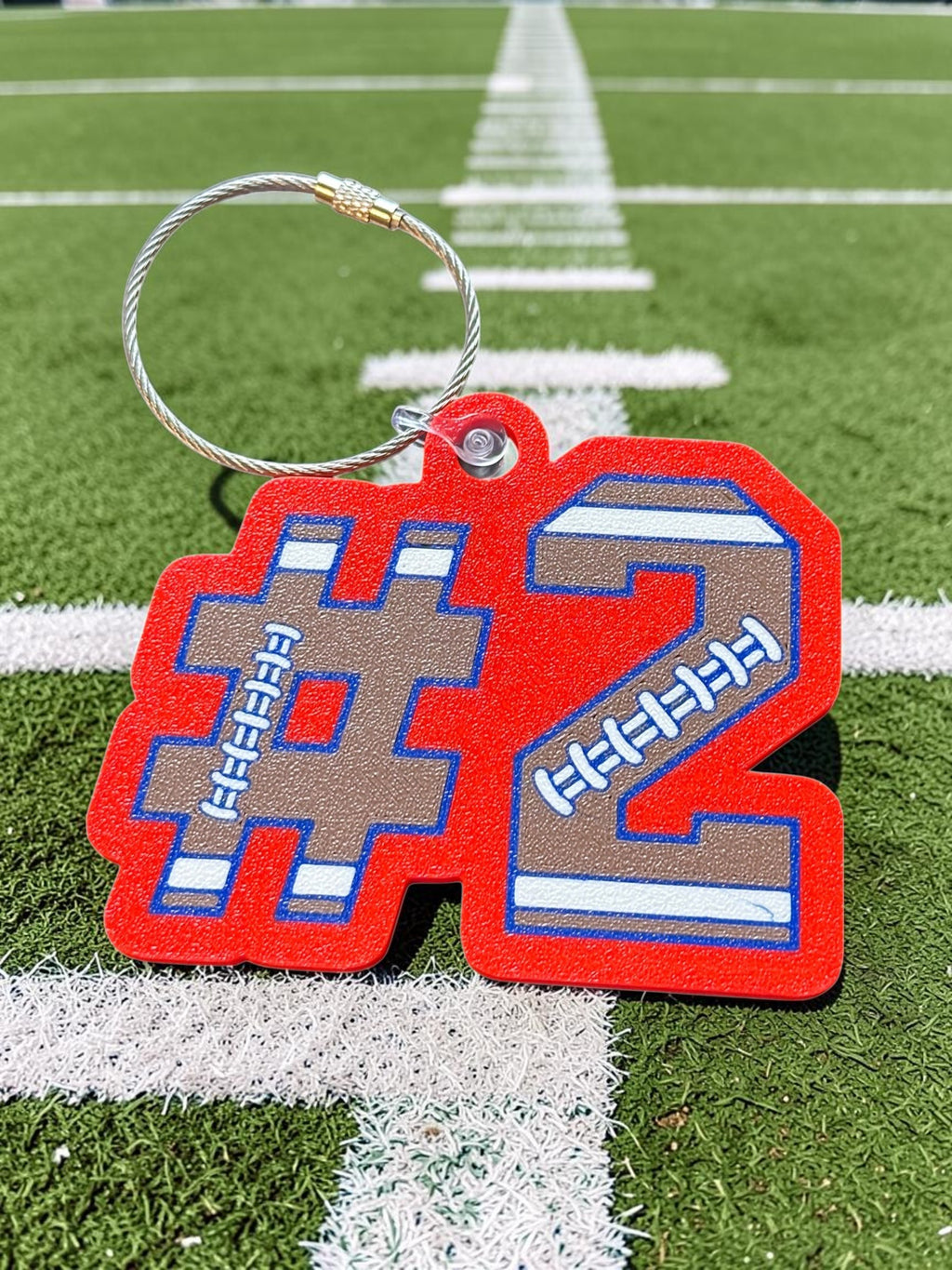 Personalized Football Letter & Number Keychain / Bag Tag | Custom 3D Printed Sports Keychain