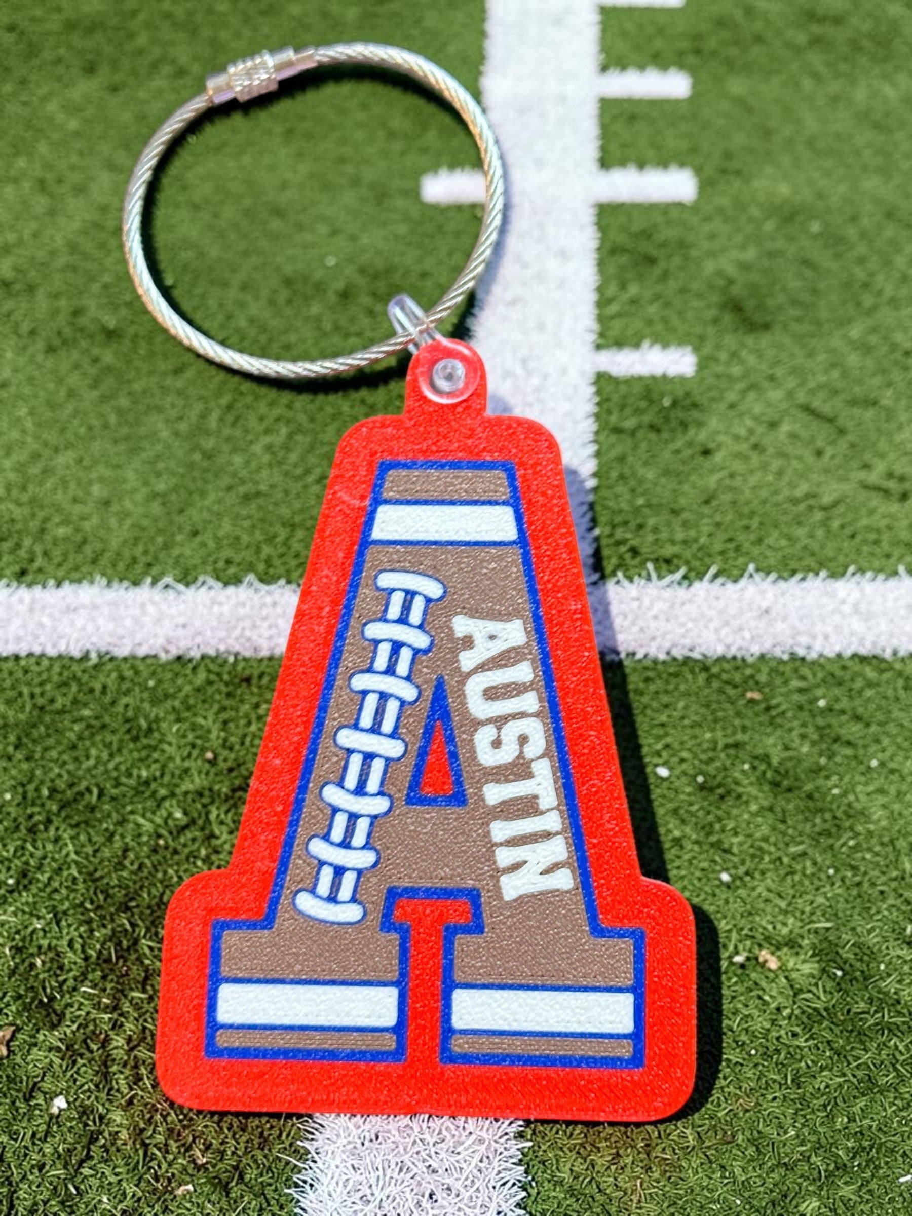 Personalized Football Letter & Number Keychain / Bag Tag | Custom 3D Printed Sports Keychain