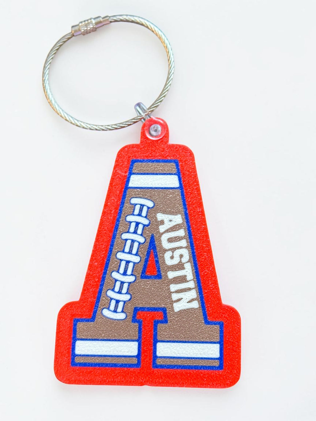 Personalized Football Letter & Number Keychain / Bag Tag | Custom 3D Printed Sports Keychain