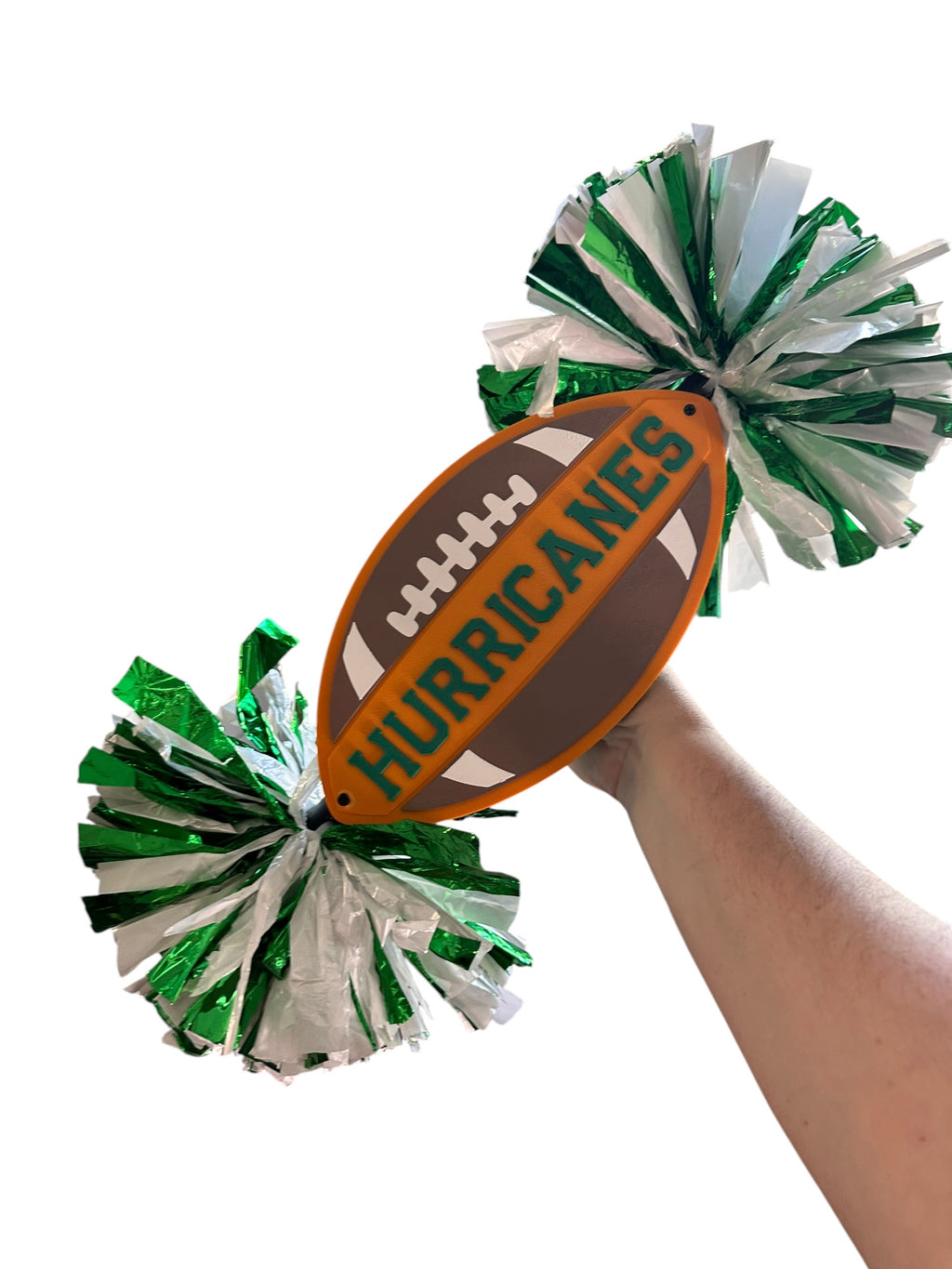 Personalized Football Cheerstick with Double Pompoms  Optional Cowbells | Custom Football Spirit Stick | Team Colors