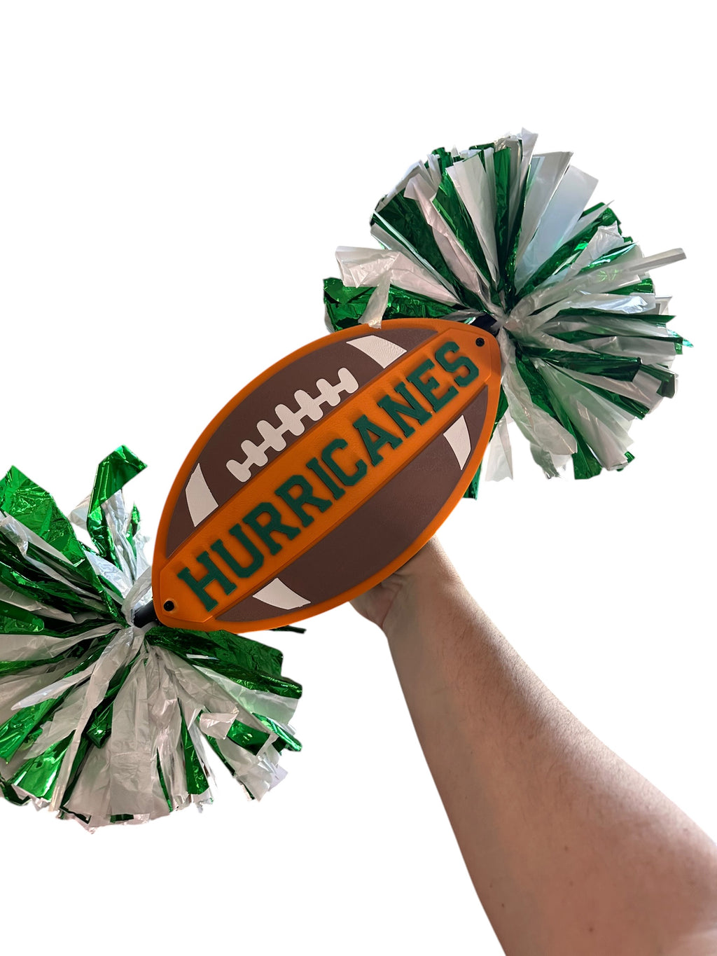 Personalized Football Cheerstick with Double Pompoms  Optional Cowbells | Custom Football Spirit Stick | Team Colors