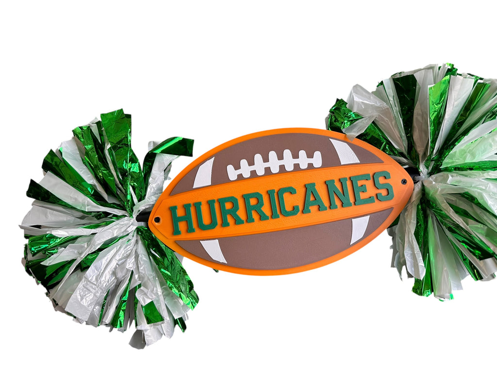 Personalized Football Cheerstick with Double Pompoms  Optional Cowbells | Custom Football Spirit Stick | Team Colors