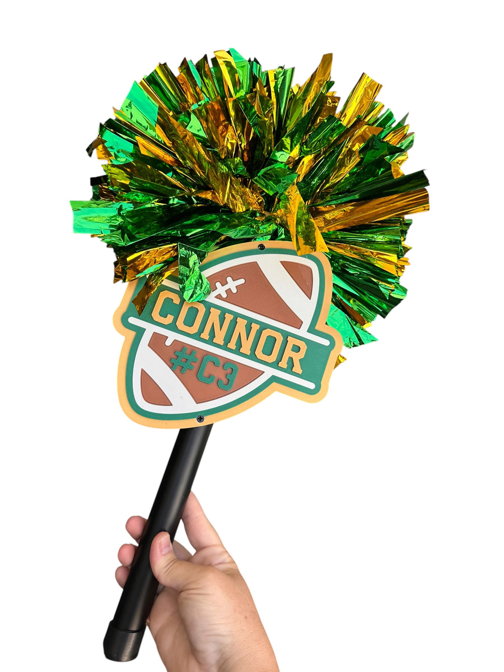 Personalized Football Pompom Stick | Custom Team Spirit Stick | Football Cheer Accessory
