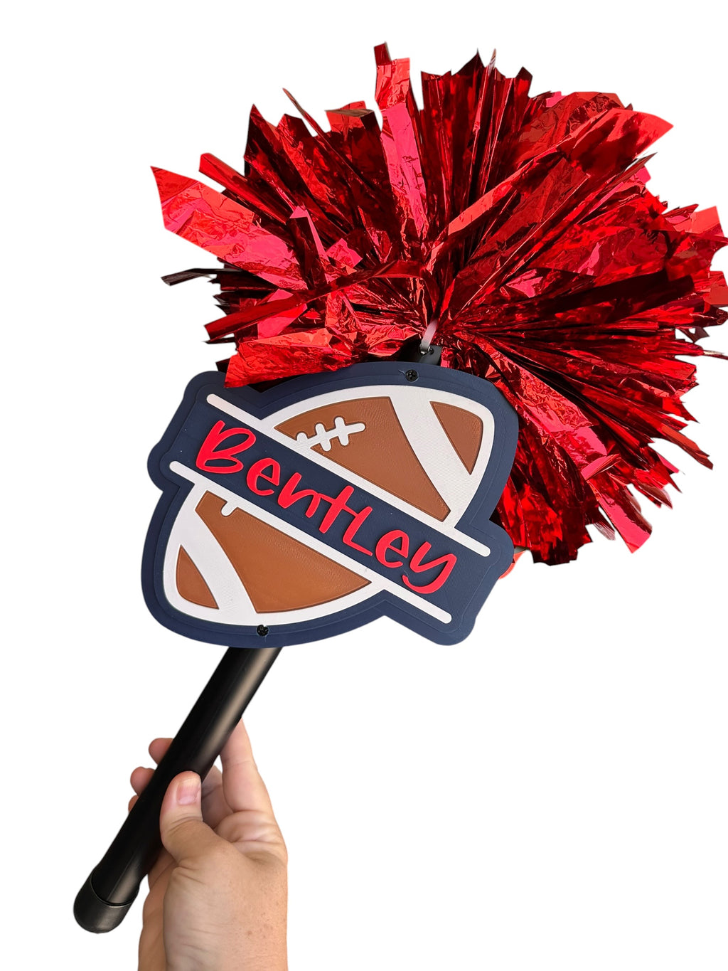 Personalized Football Pompom Stick | Custom Team Spirit Stick | Football Cheer Accessory