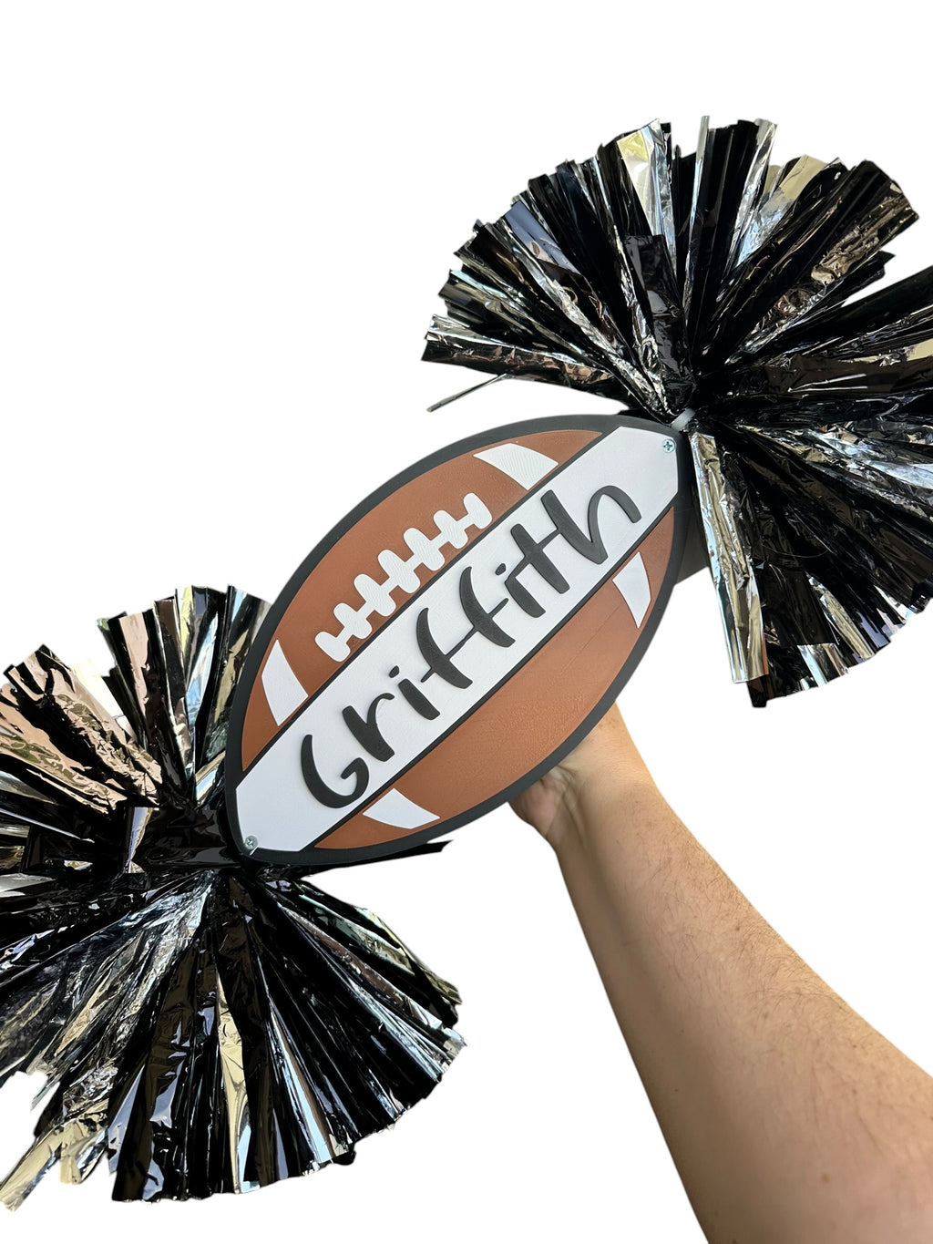 Personalized Football Cheerstick with Double Pompoms  Optional Cowbells | Custom Football Spirit Stick | Team Colors
