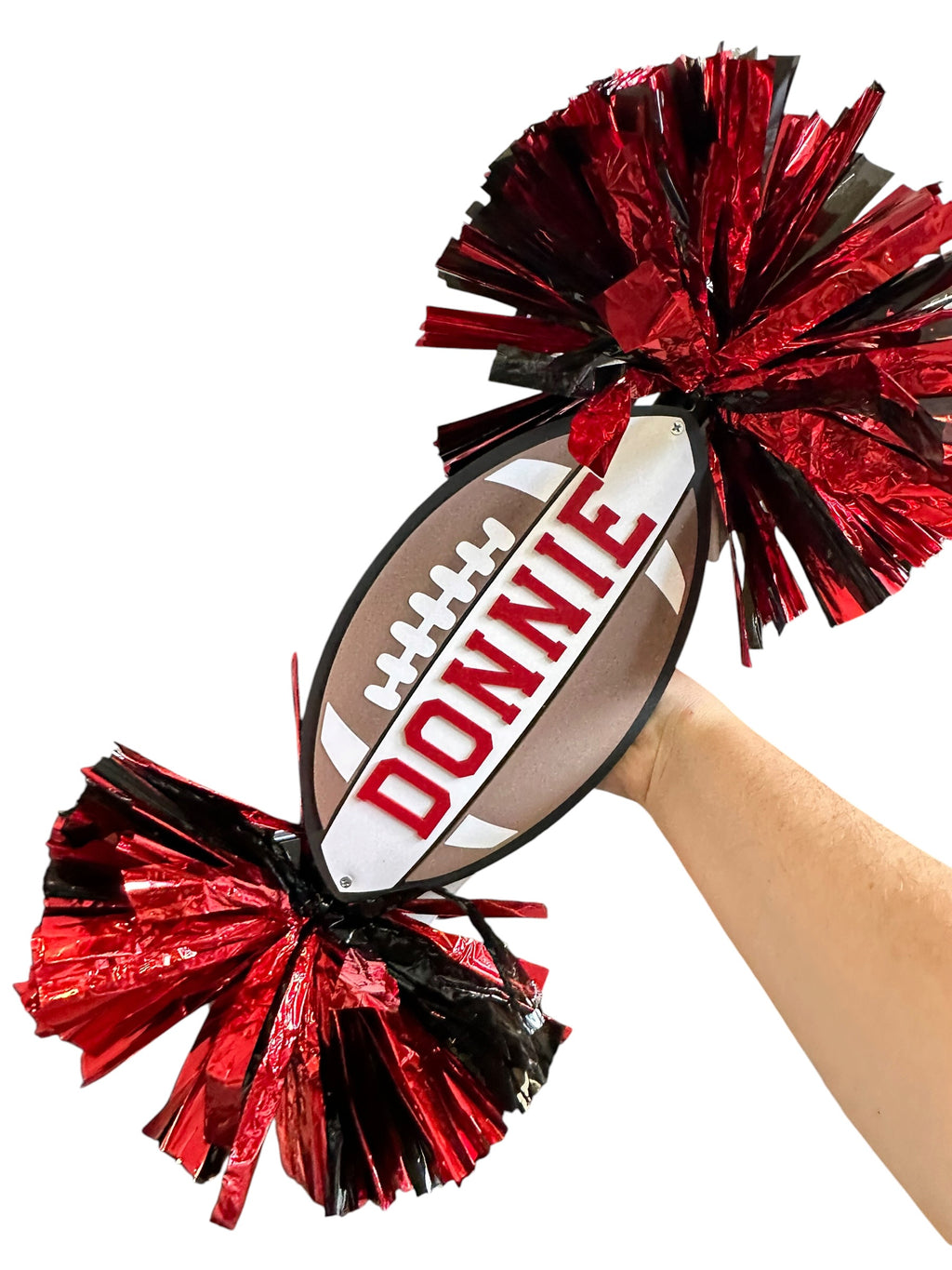 Personalized Football Cheerstick with Double Pompoms  Optional Cowbells | Custom Football Spirit Stick | Team Colors