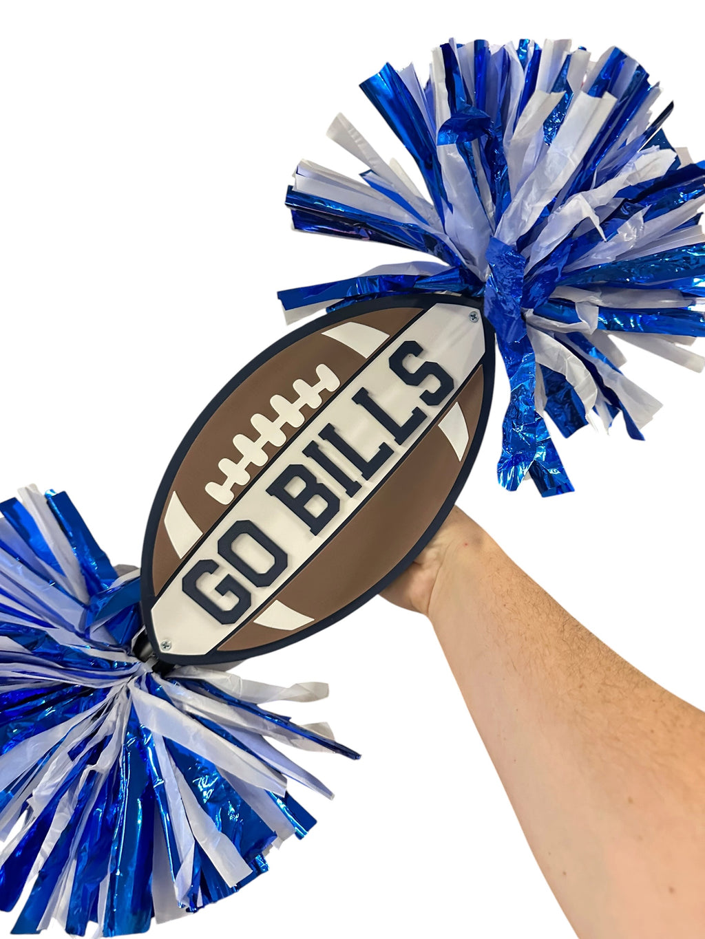 Personalized Football Cheerstick with Double Pompoms  Optional Cowbells | Custom Football Spirit Stick | Team Colors