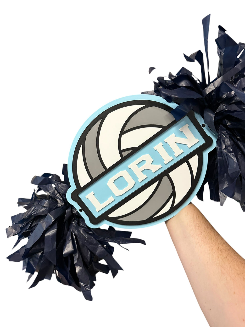Large Round Volleyball Cheerstick – Custom Pom-Pom Spirit Sign