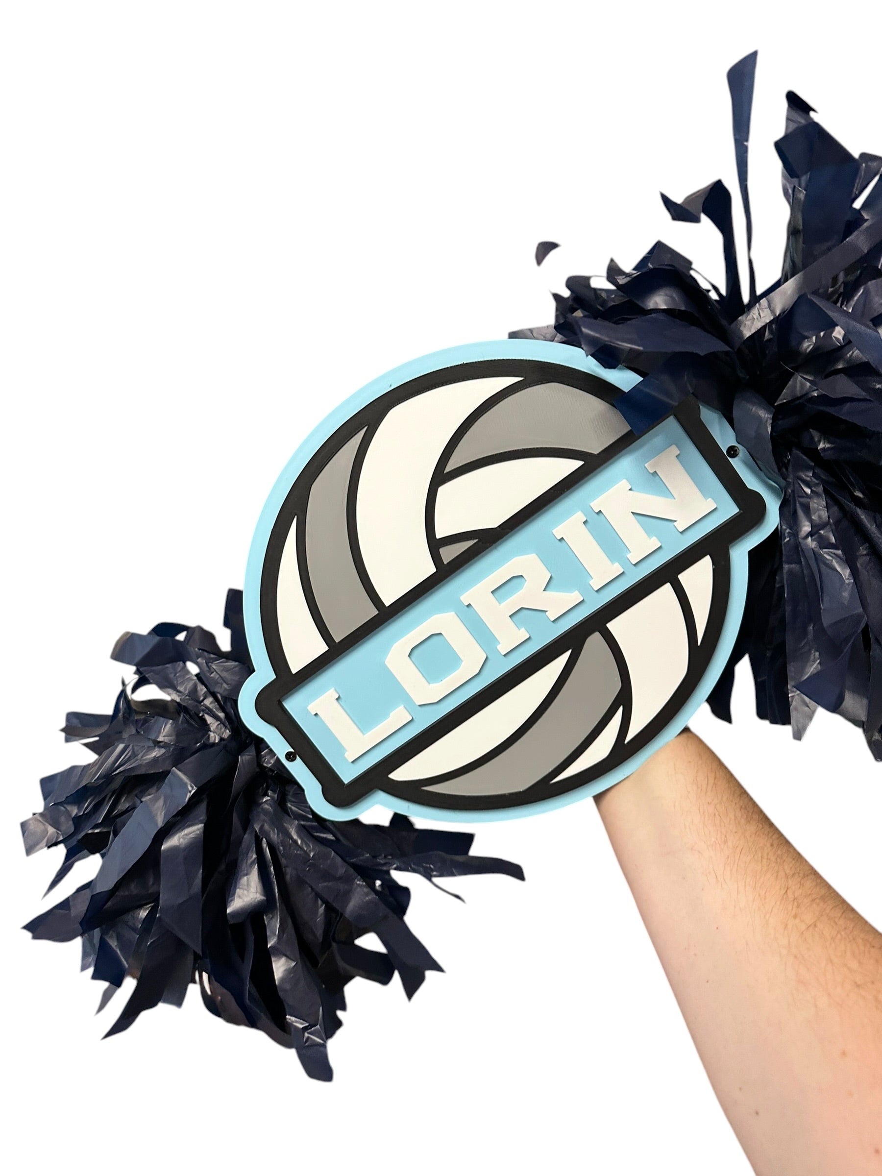 Large Round Volleyball Cheerstick – Custom Pom-Pom Spirit Sign