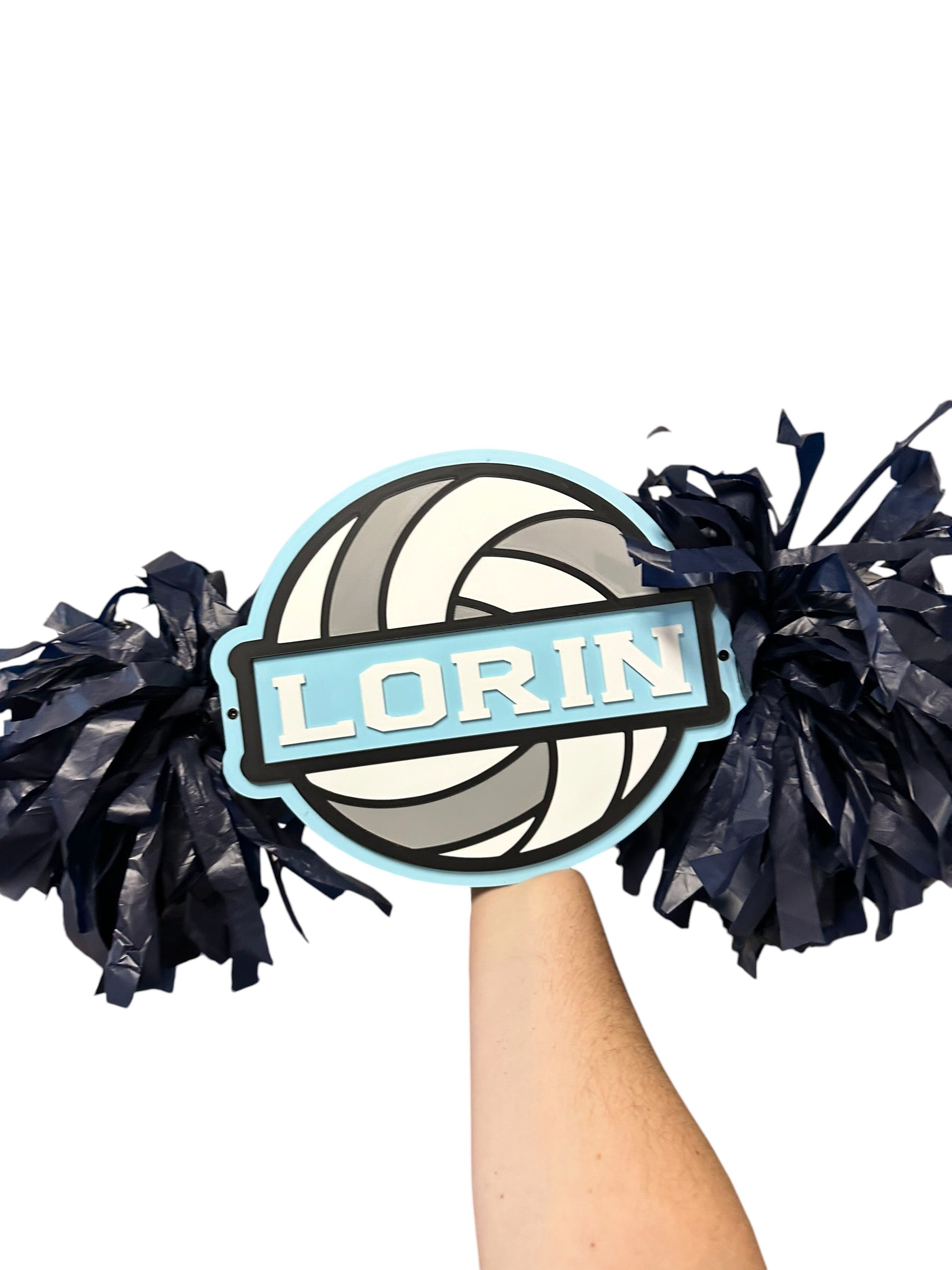 Large Round Volleyball Cheerstick – Custom Pom-Pom Spirit Sign