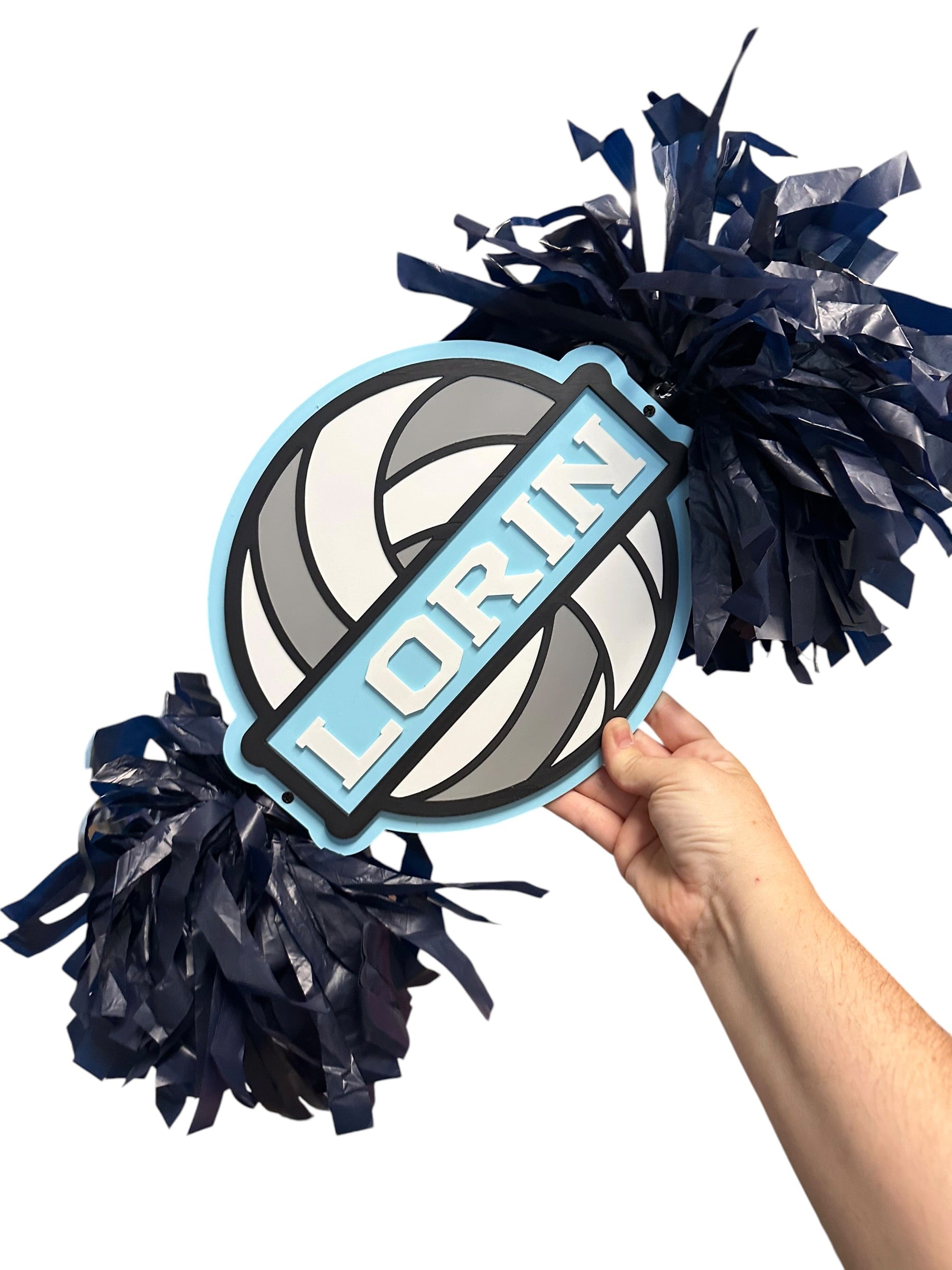 Large Round Volleyball Cheerstick – Custom Pom-Pom Spirit Sign