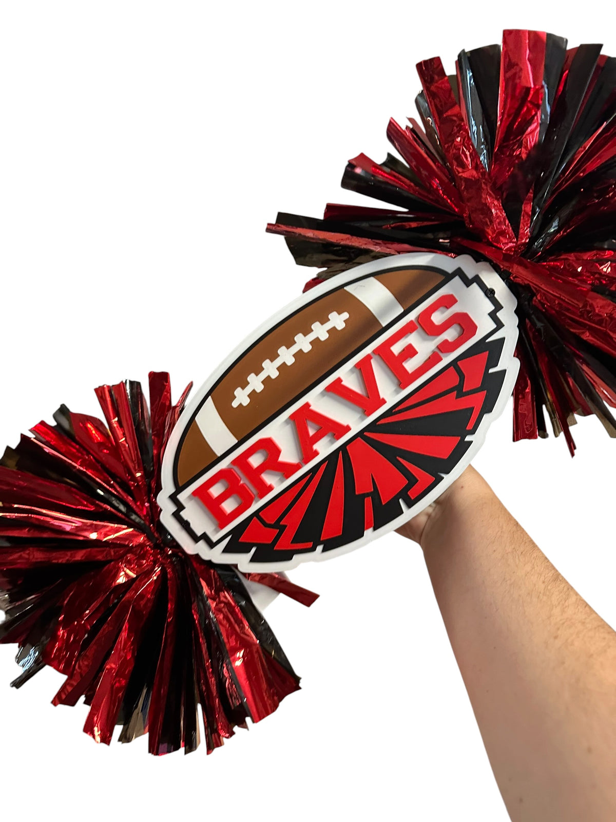 Personalized Split Football Pompom Cheerstick – Custom Team Colors & Name