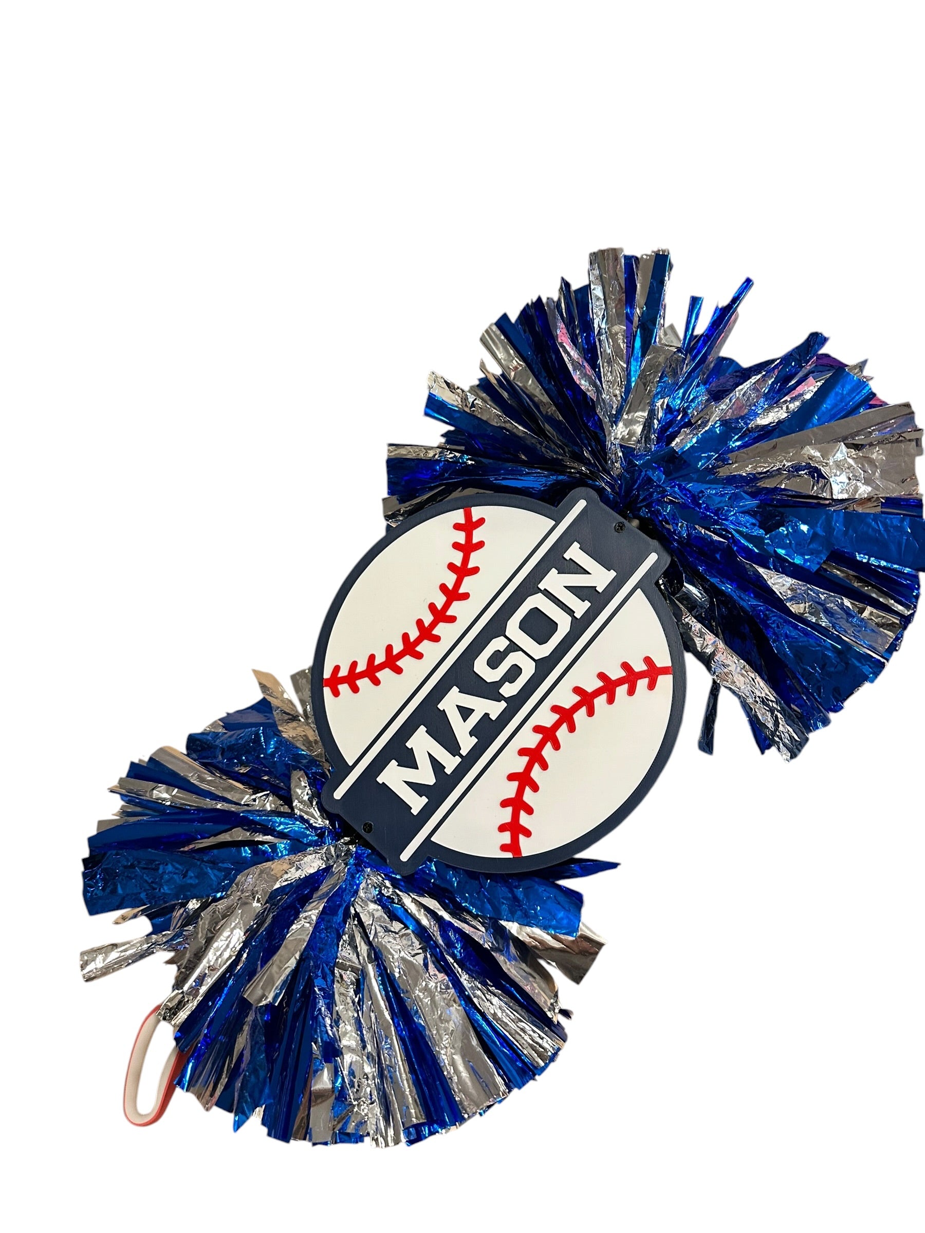 Personalized Baseball Cheerstick | Custom Name Sports Noise Maker | Game Day Spirit Stick with Pom Poms | Baseball Fan Gift