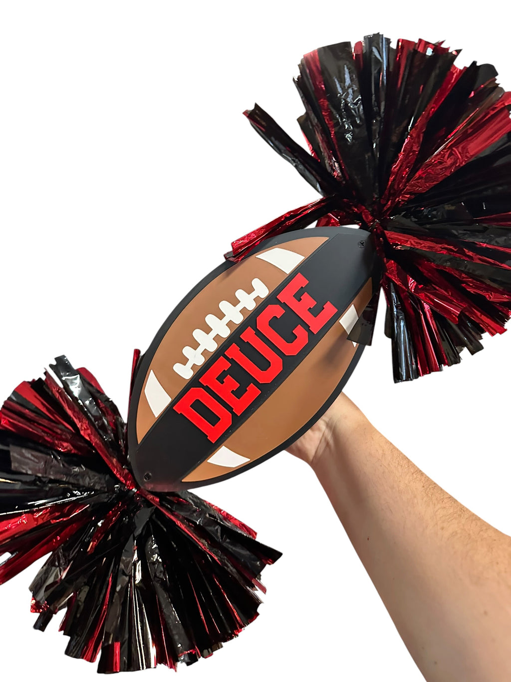 Personalized Football Cheerstick with Double Pompoms  Optional Cowbells | Custom Football Spirit Stick | Team Colors