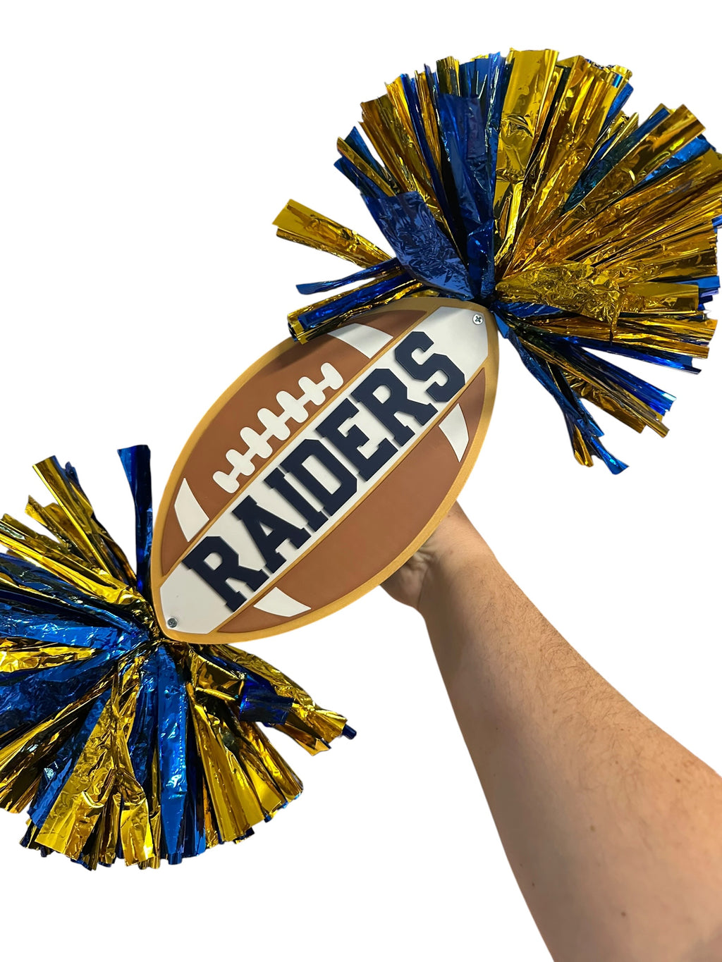 Personalized Football Cheerstick with Double Pompoms  Optional Cowbells | Custom Football Spirit Stick | Team Colors