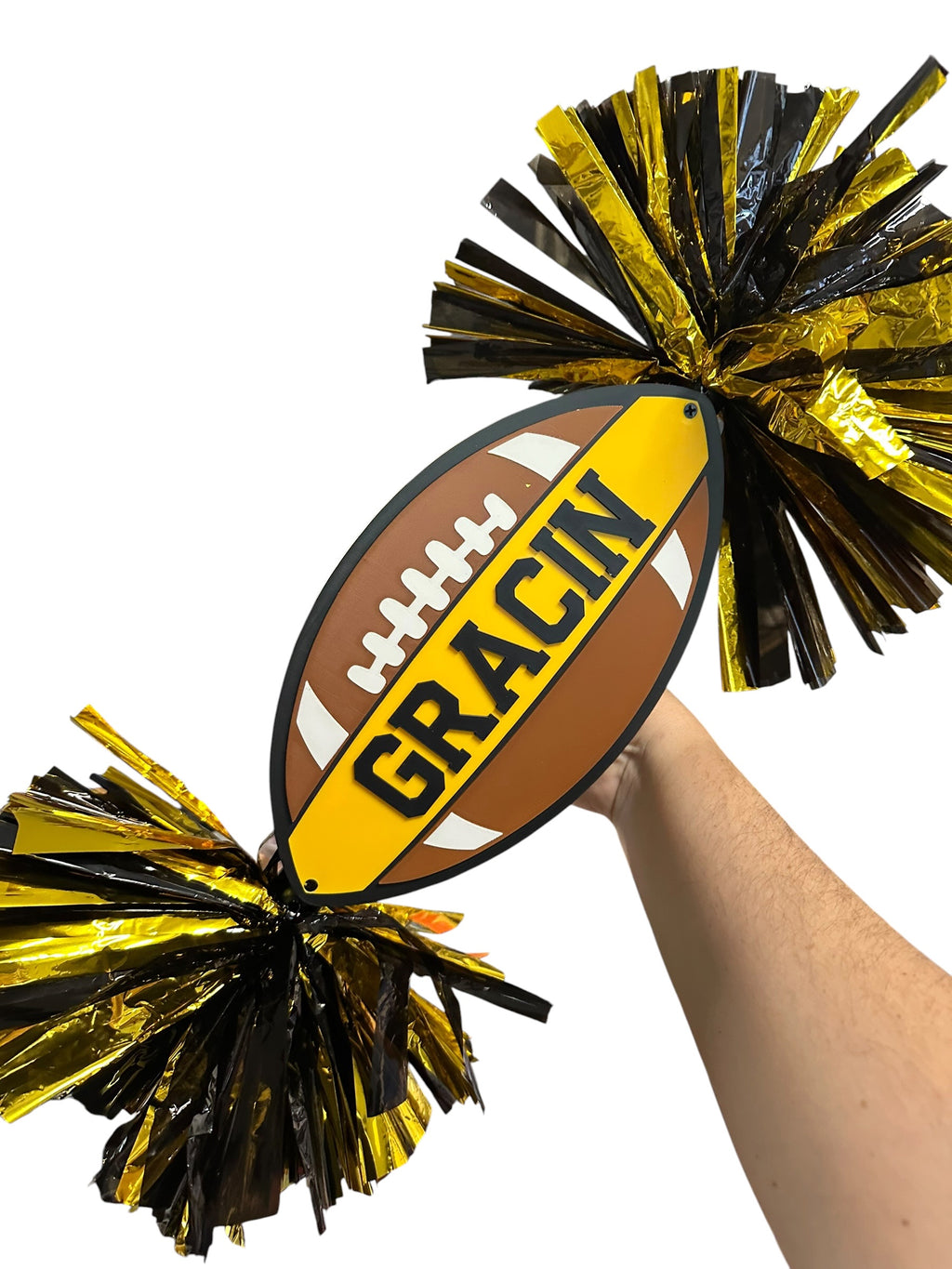 Personalized Football Cheerstick with Double Pompoms  Optional Cowbells | Custom Football Spirit Stick | Team Colors