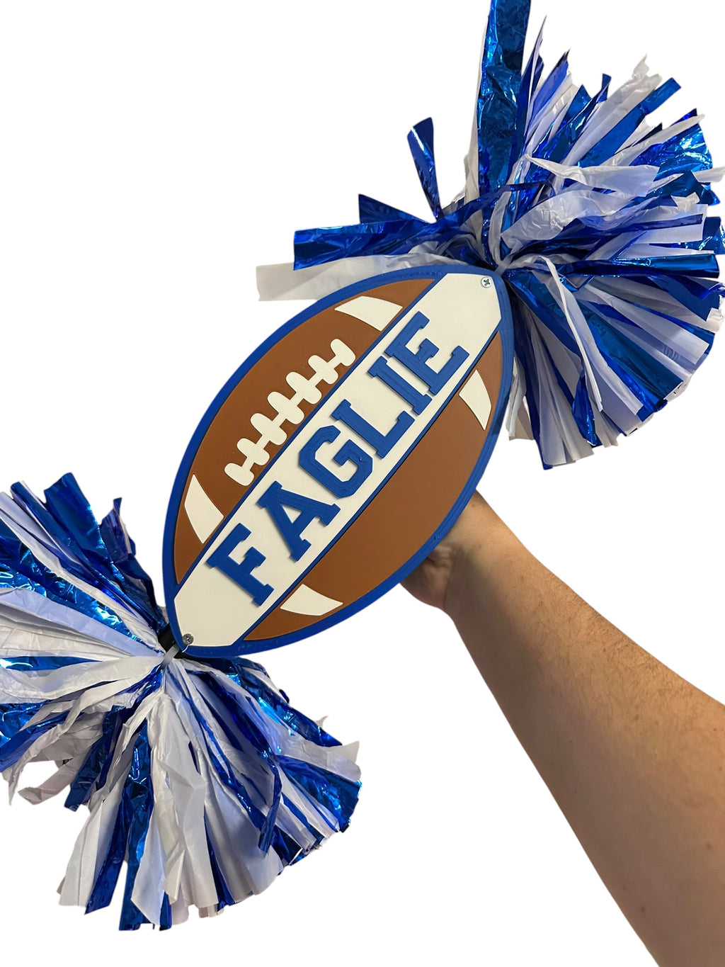 Personalized Football Cheerstick with Double Pompoms  Optional Cowbells | Custom Football Spirit Stick | Team Colors