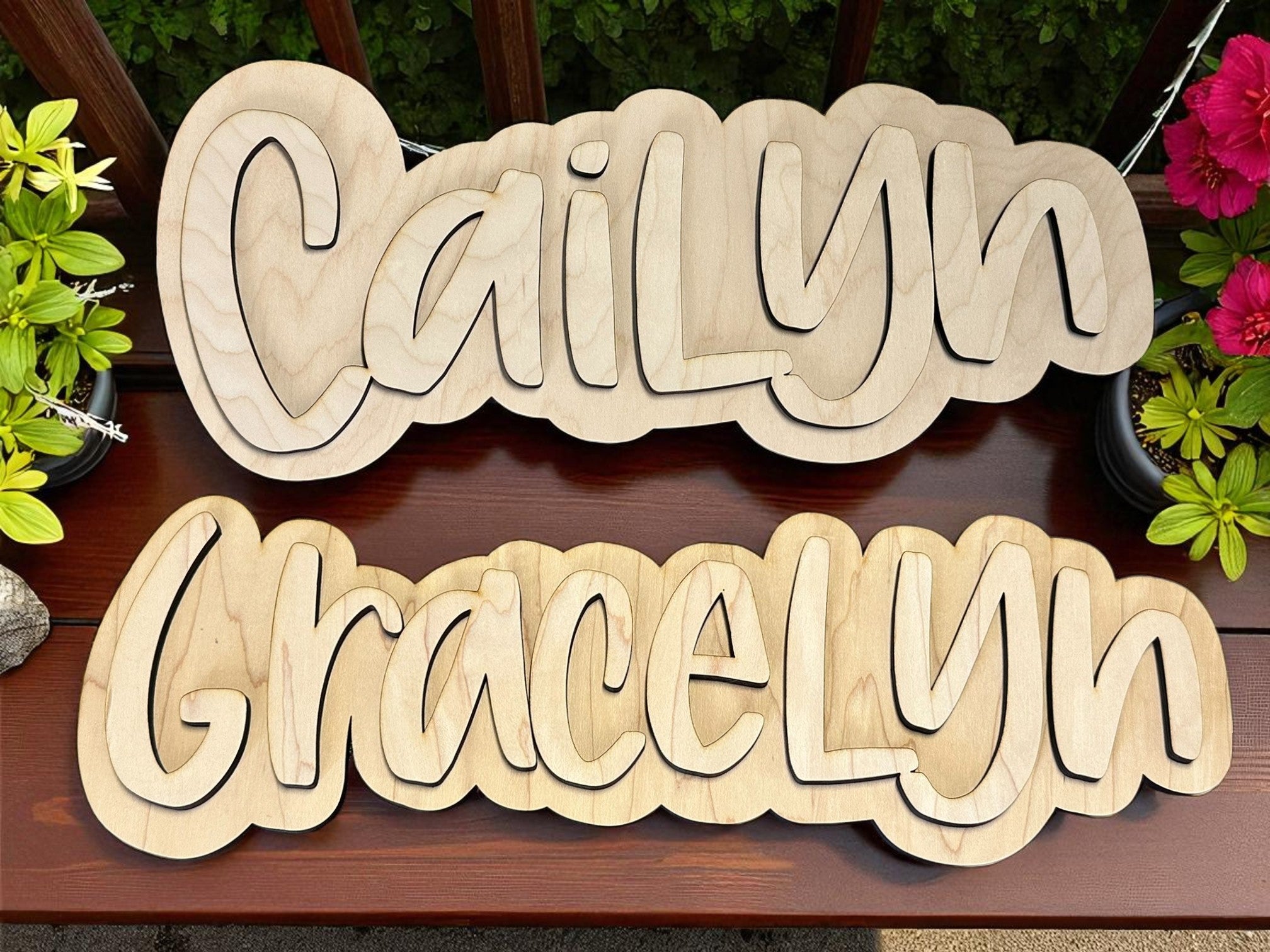 Text Style Wooden Name Cut out and Backer for DIY  Decor Personalized Wooden Name Sign |  Laser Cut Wood Names  Kids Room Wall Art