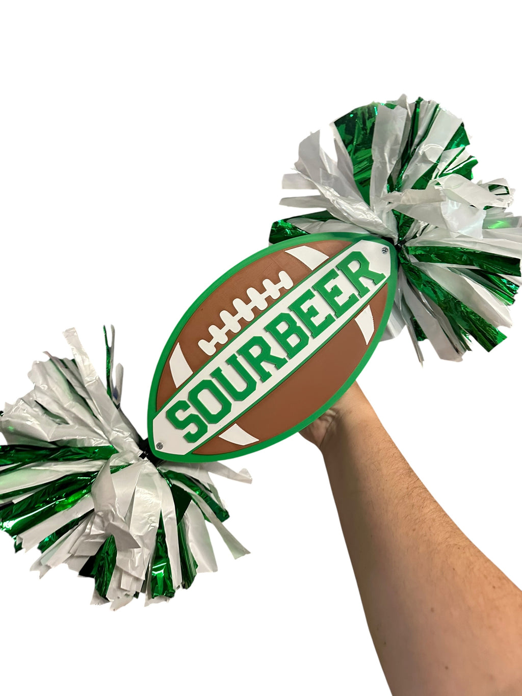 Personalized Football Cheerstick with Double Pompoms  Optional Cowbells | Custom Football Spirit Stick | Team Colors