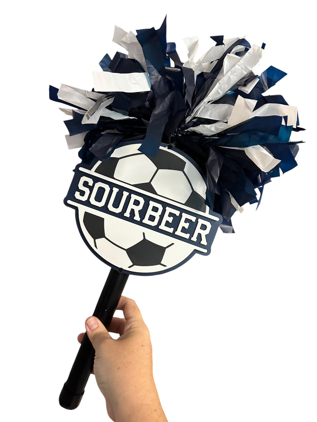 Personalized Soccer Ball Pompom Stick | Custom Soccer Spirit Stick
