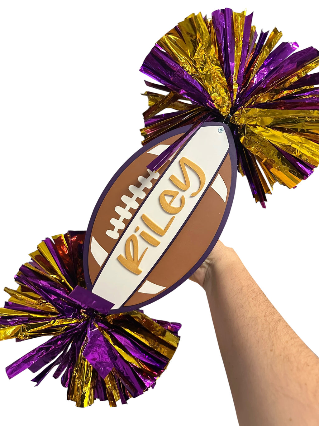 Personalized Football Cheerstick with Double Pompoms  Optional Cowbells | Custom Football Spirit Stick | Team Colors