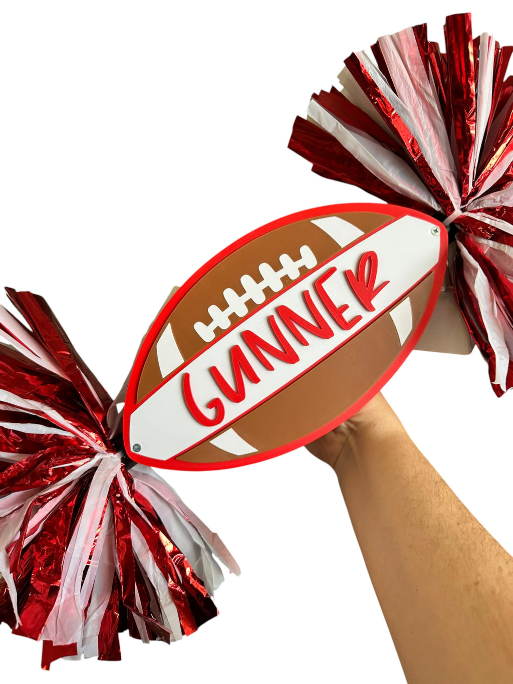 Personalized Football Cheerstick with Double Pompoms  Optional Cowbells | Custom Football Spirit Stick | Team Colors