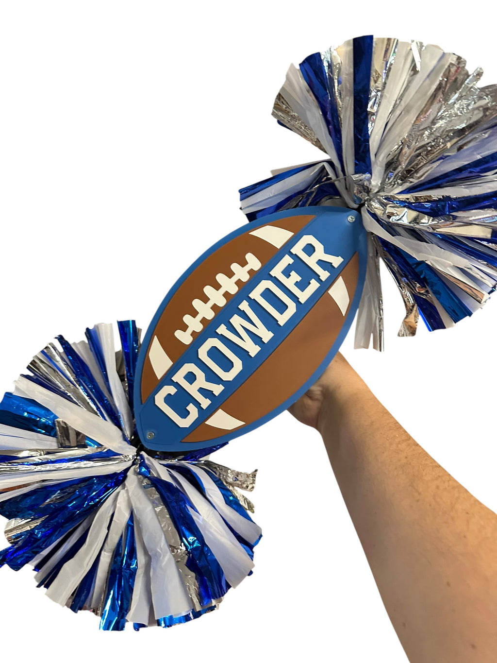 Personalized Football Cheerstick with Double Pompoms  Optional Cowbells | Custom Football Spirit Stick | Team Colors