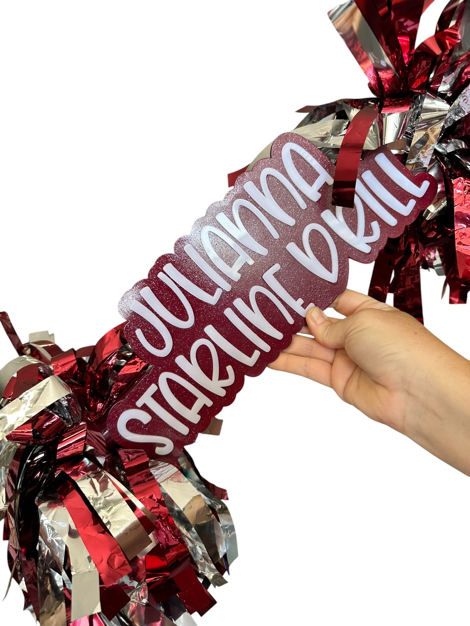 Personalized Birthday Font Cheer Stick Pom Pom – Custom Name Spirit Stick