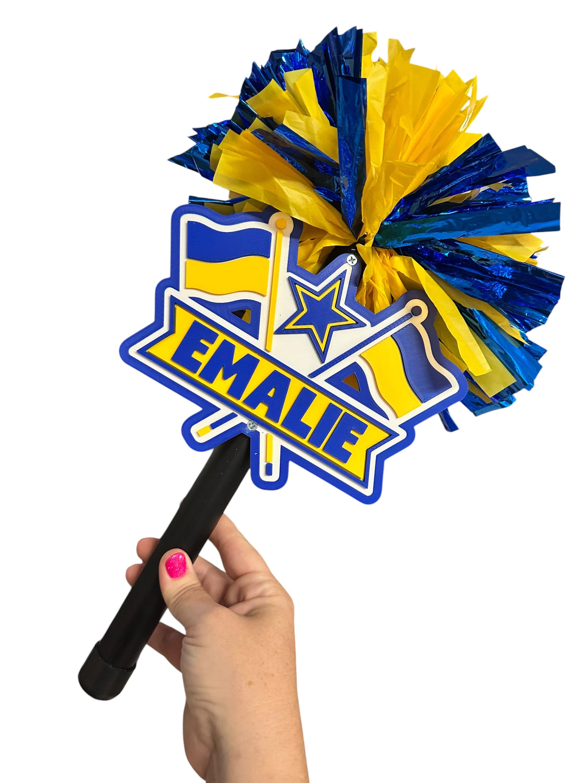 Personalized Color Guard Pompom Cheerstick | Custom Team Colors