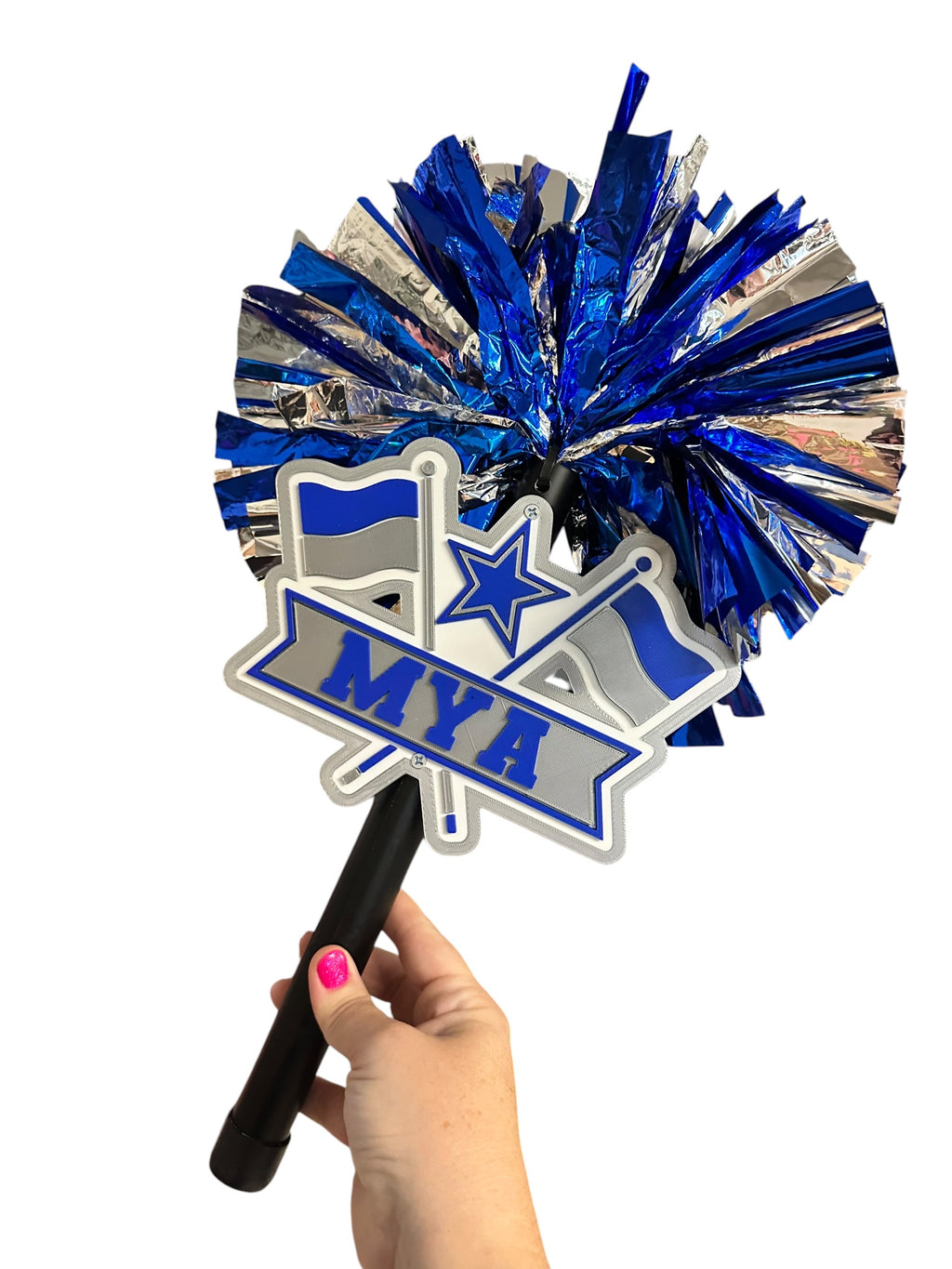 Personalized Color Guard Pompom Cheerstick | Custom Team Colors