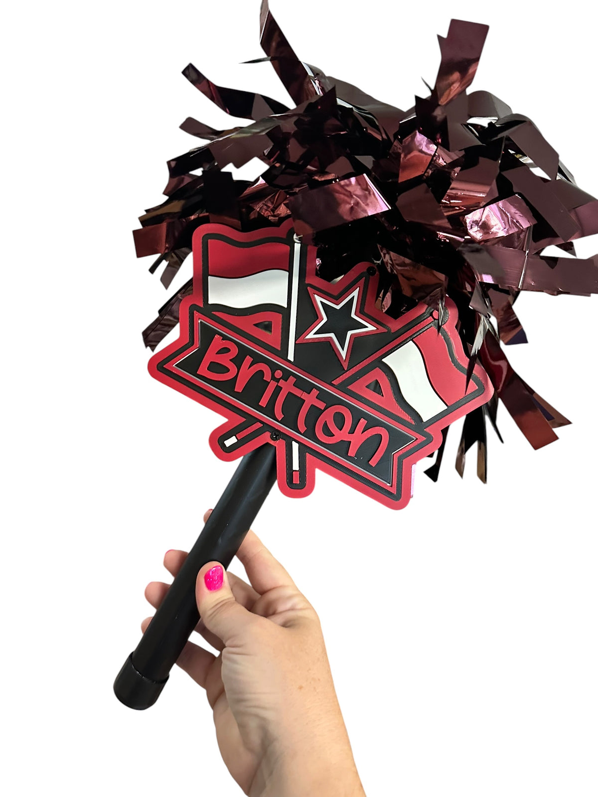 Personalized Color Guard Pompom Cheerstick | Custom Team Colors