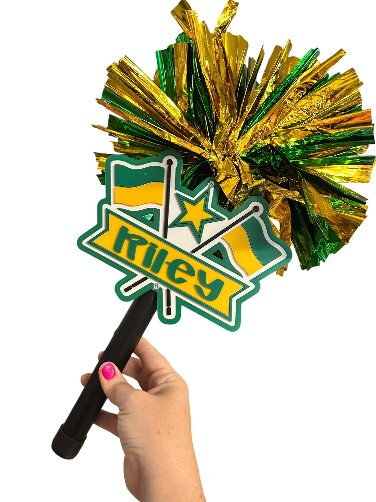 Personalized Color Guard Pompom Cheerstick | Custom Team Colors
