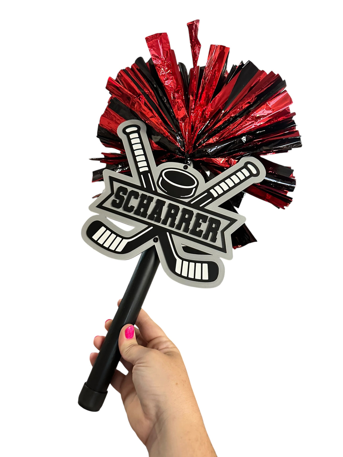 Personalized Ice Hockey Pompom Stick | Custom Hockey Spirit Stick | Senior Night Hockey Gift | Team Fan Cheer Stick