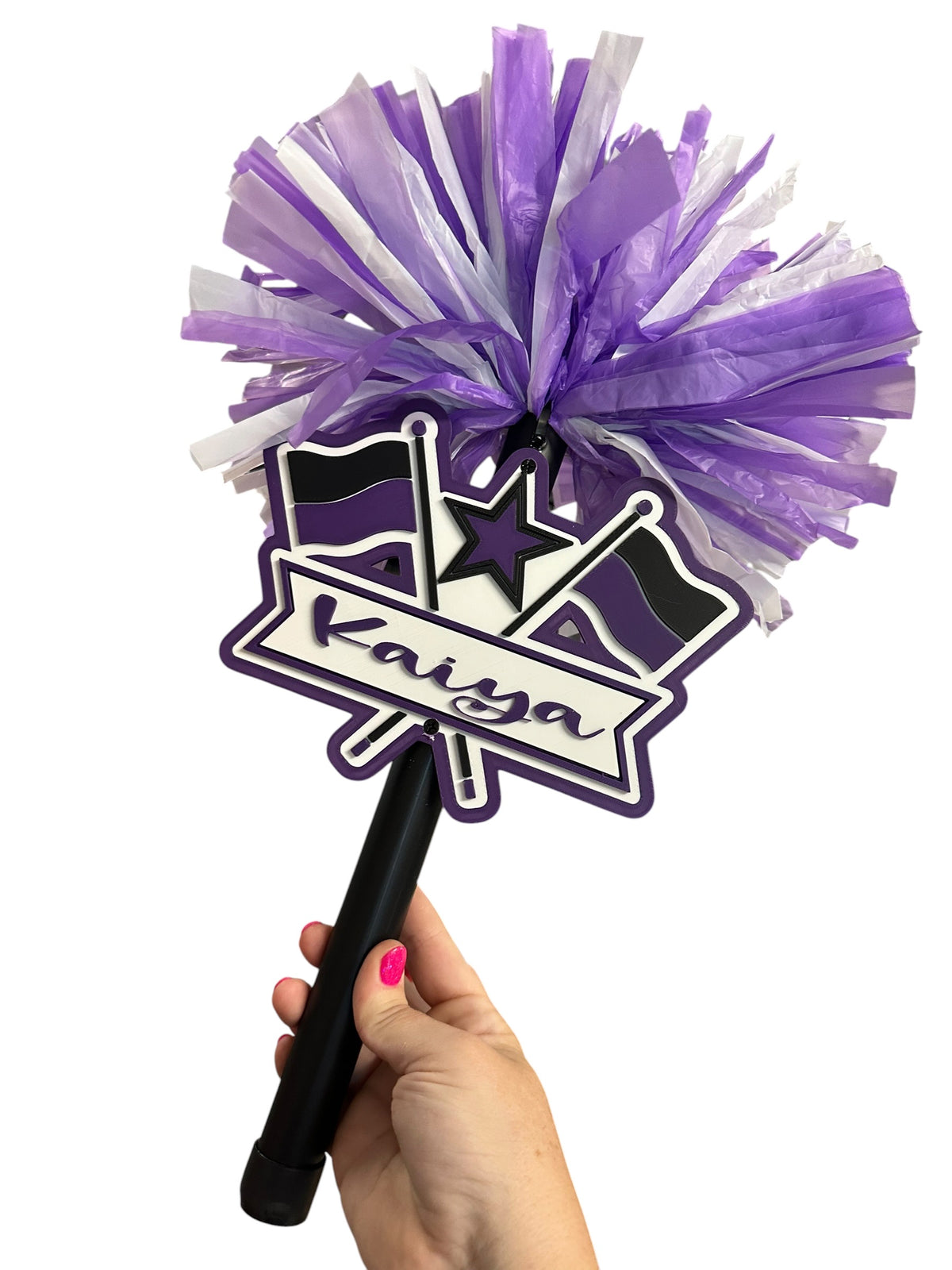 Personalized Color Guard Pompom Cheerstick | Custom Team Colors