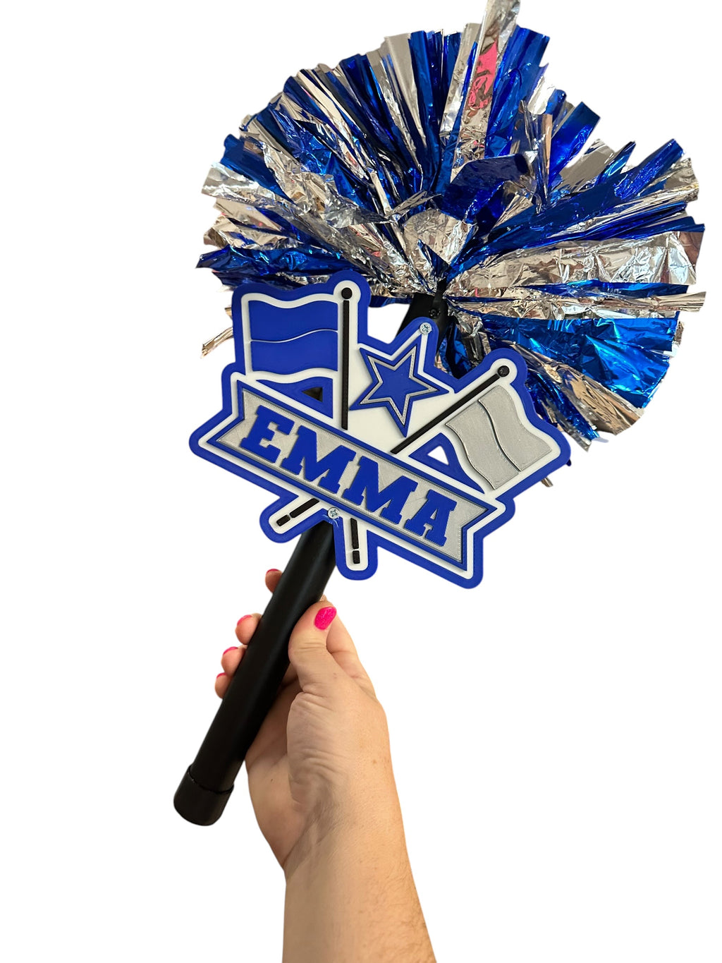 Personalized Color Guard Pompom Cheerstick | Custom Team Colors