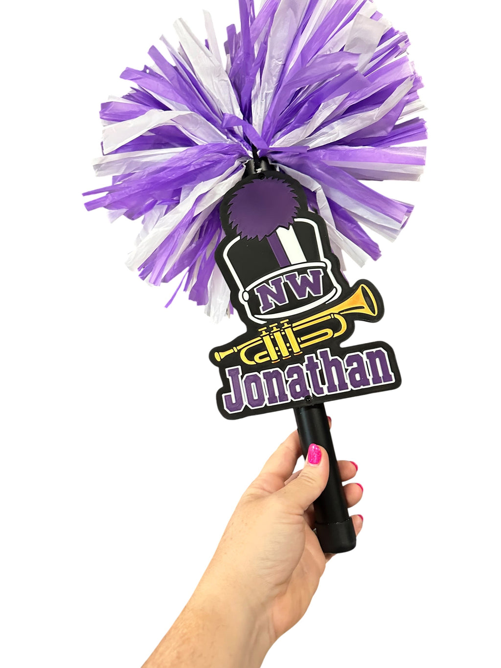 Personalized Marching Band Pom Pom Stick | Custom Band Instrument Cheerstick