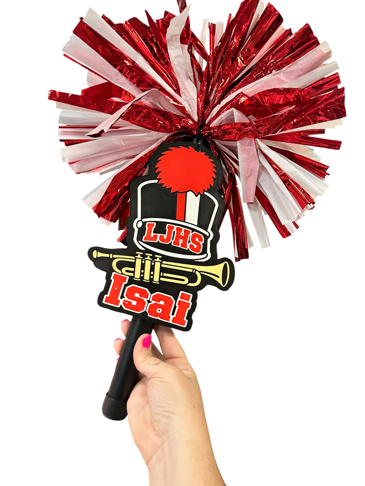 Personalized Marching Band Pom Pom Stick | Custom Band Instrument Cheerstick