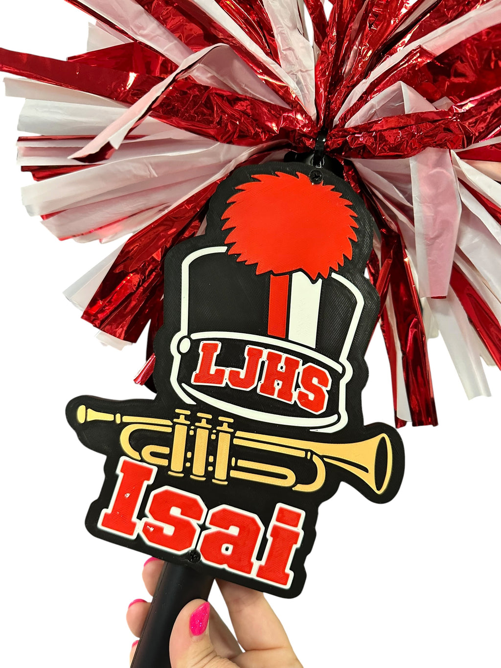 Personalized Marching Band Pom Pom Stick | Custom Band Instrument Cheerstick