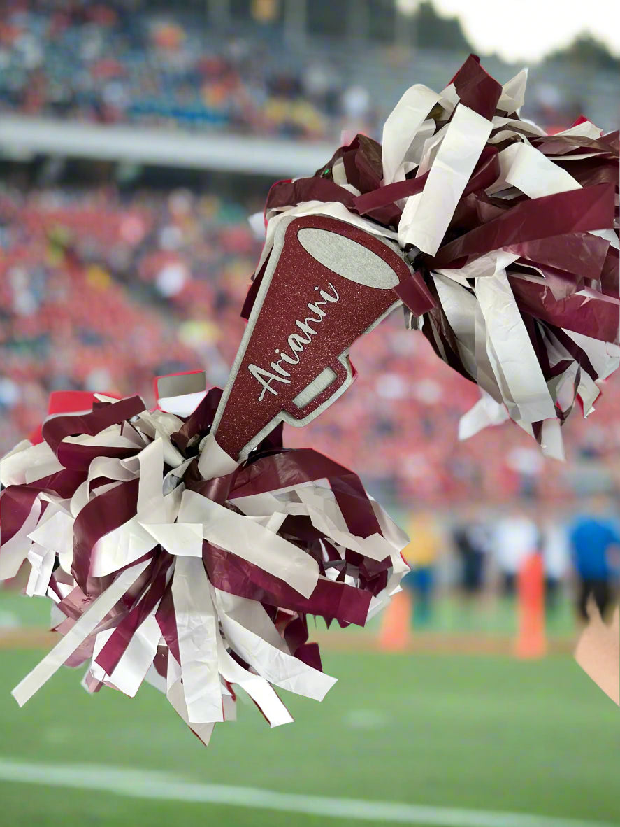 Mini Megaphone Cheerleader Cheerstick – Personalized Wooden Pom-Pom Spirit Sign