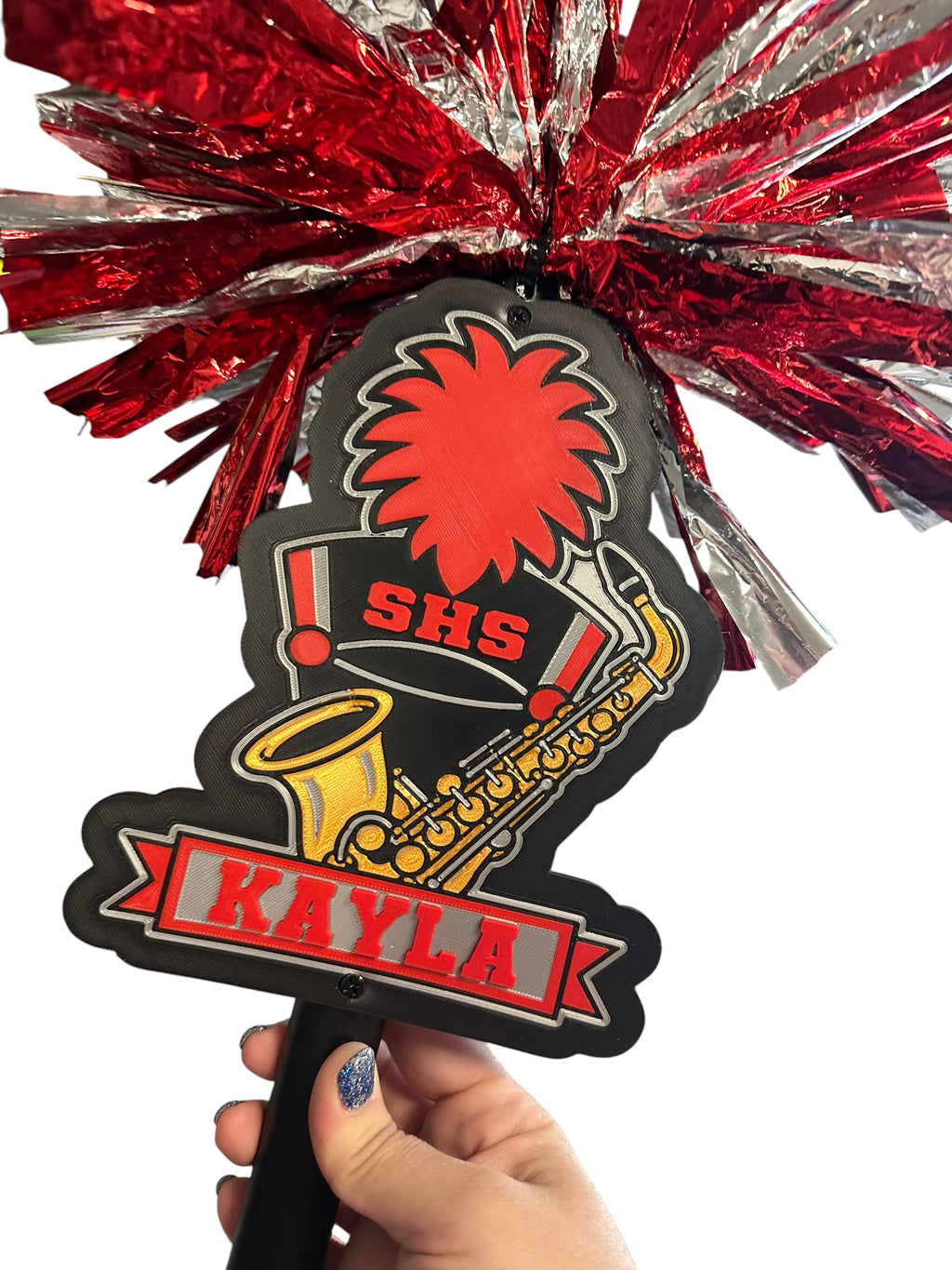 Personalized Saxophone Marching Band Pompom Stick
