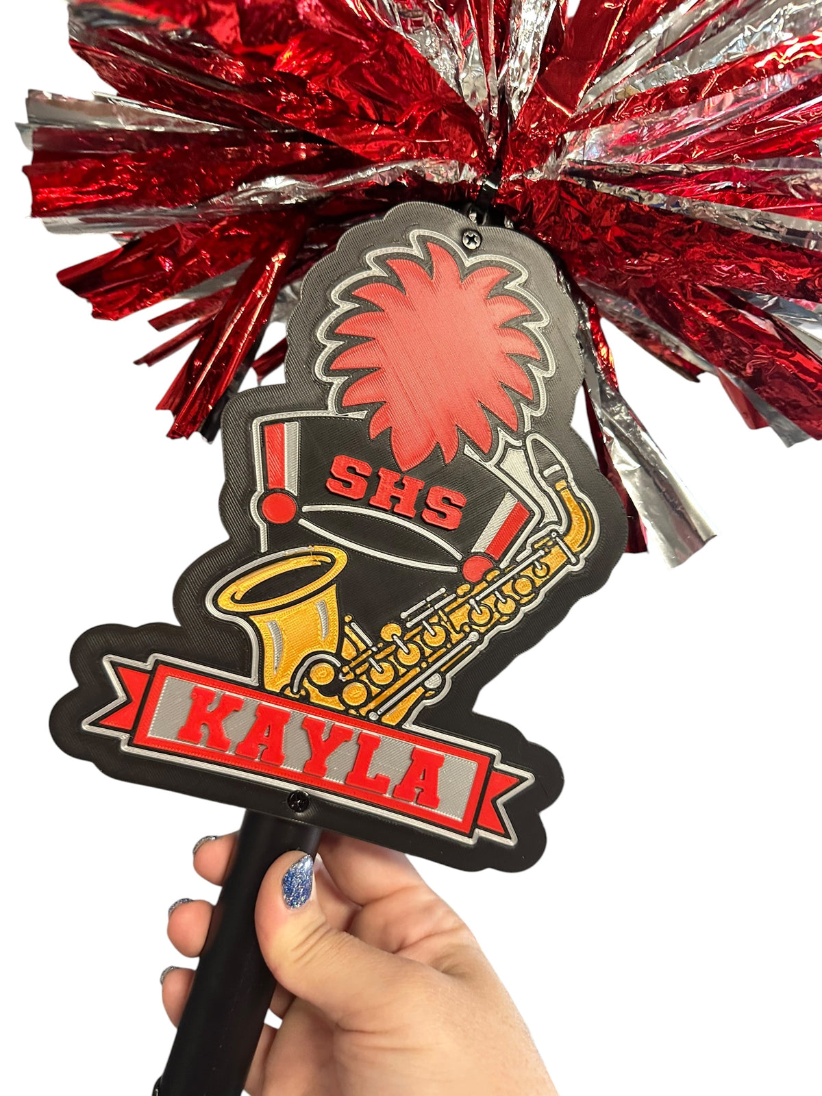 Personalized Saxophone Marching Band Pompom Stick