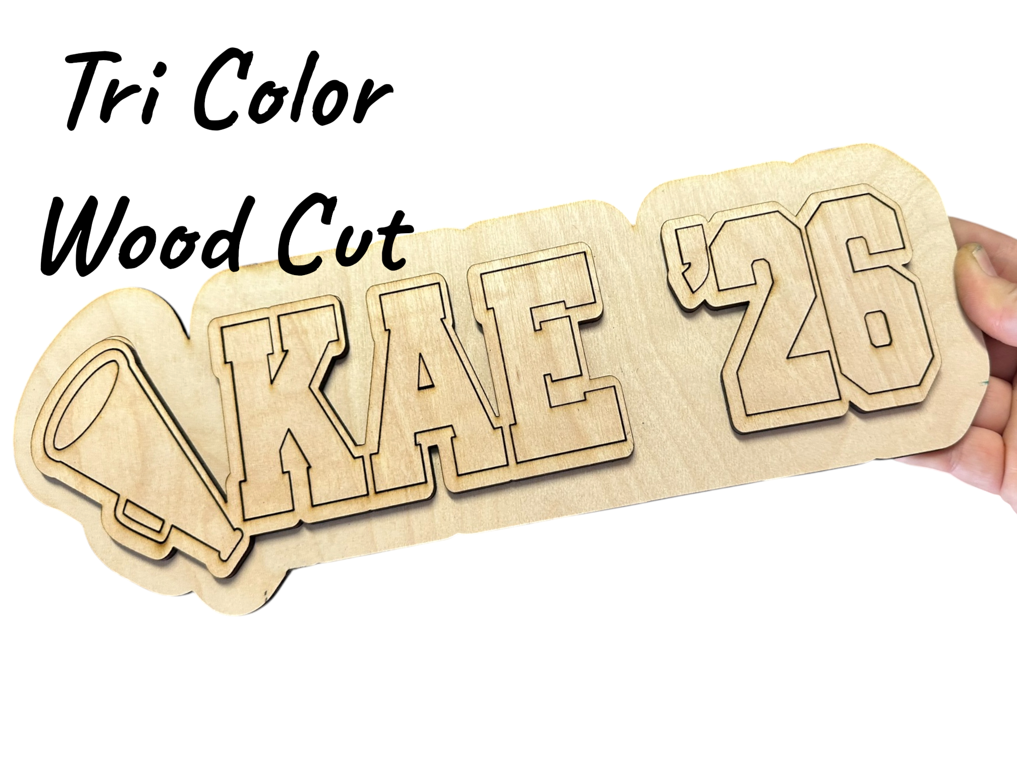 Tri Color Style Wooden Name Cut out and Backer for DIY  Decor Personalized Wooden Name Sign