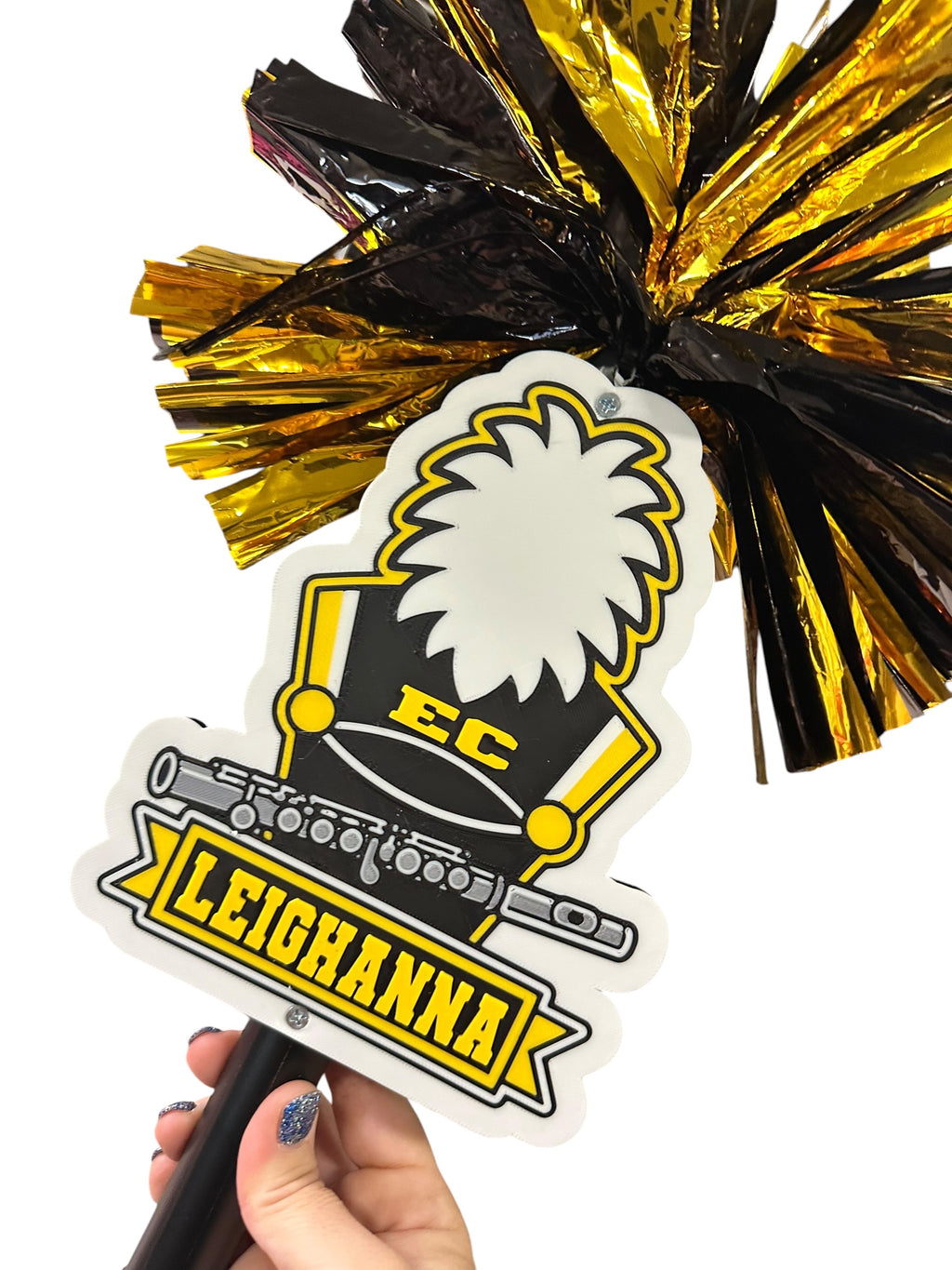 Personalized Flute Marching Band Pompom Stick