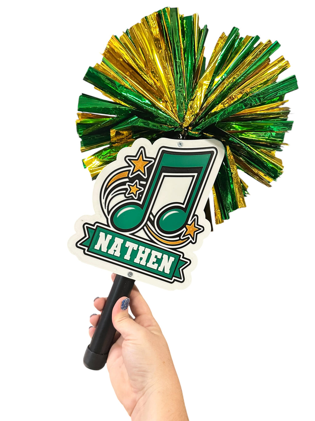 Personalized Music Note Pompom Stick | Custom Band Spirit Stick